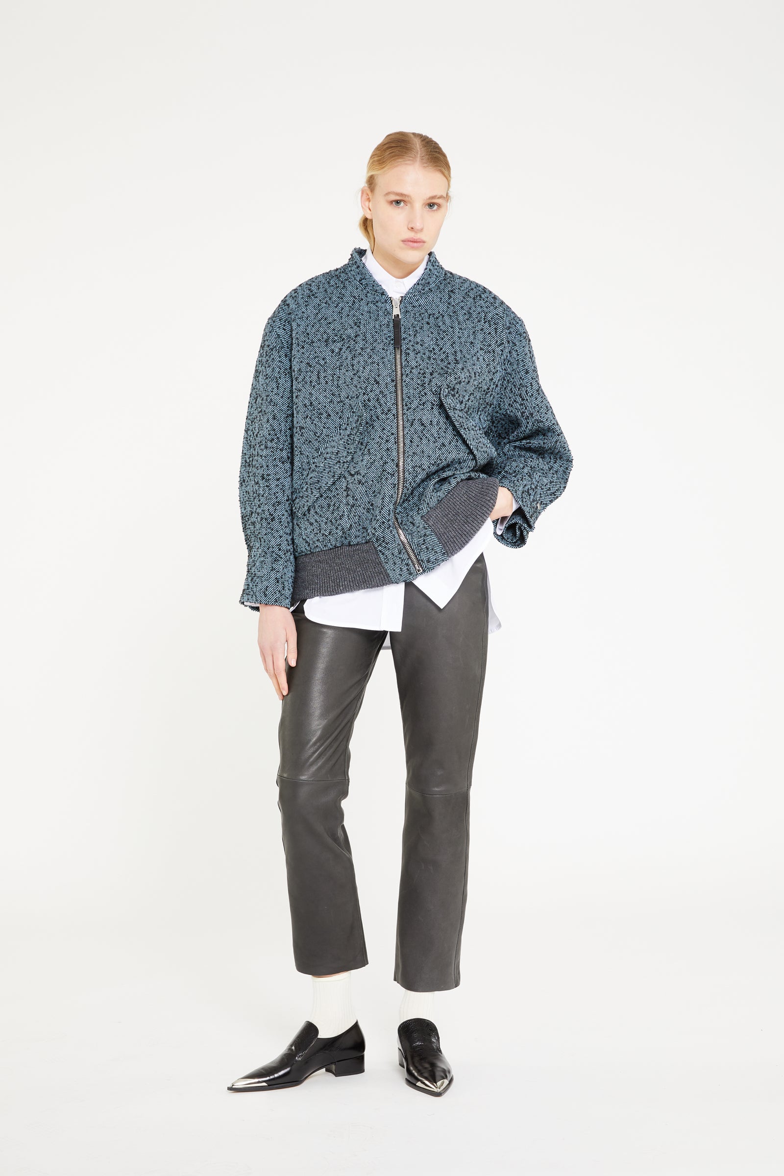 Teal Wool Bomber