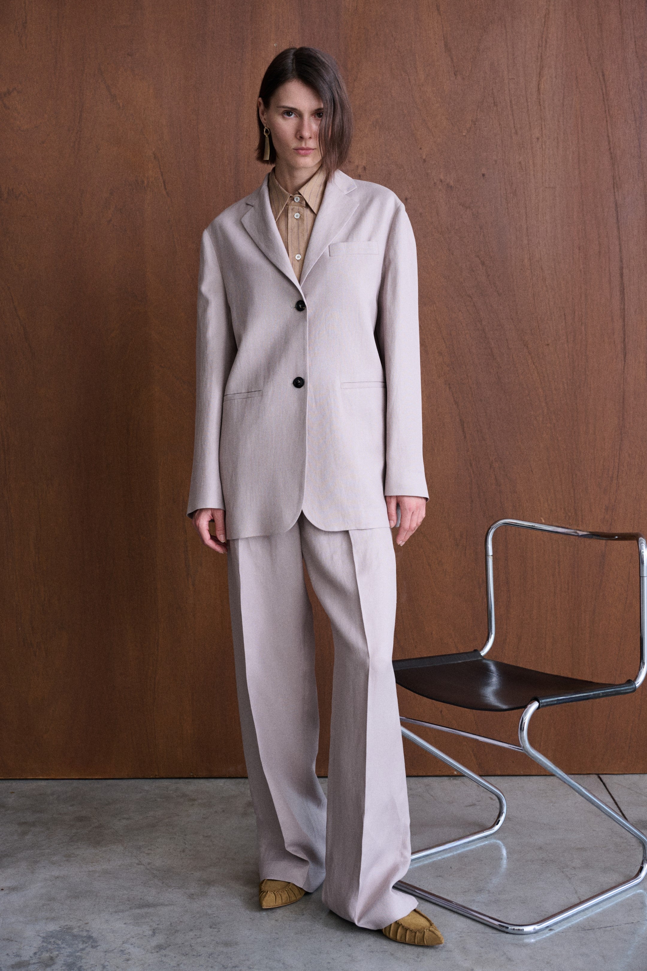 Blazer monopetto colore lilla con doppio bottone in viscosa 