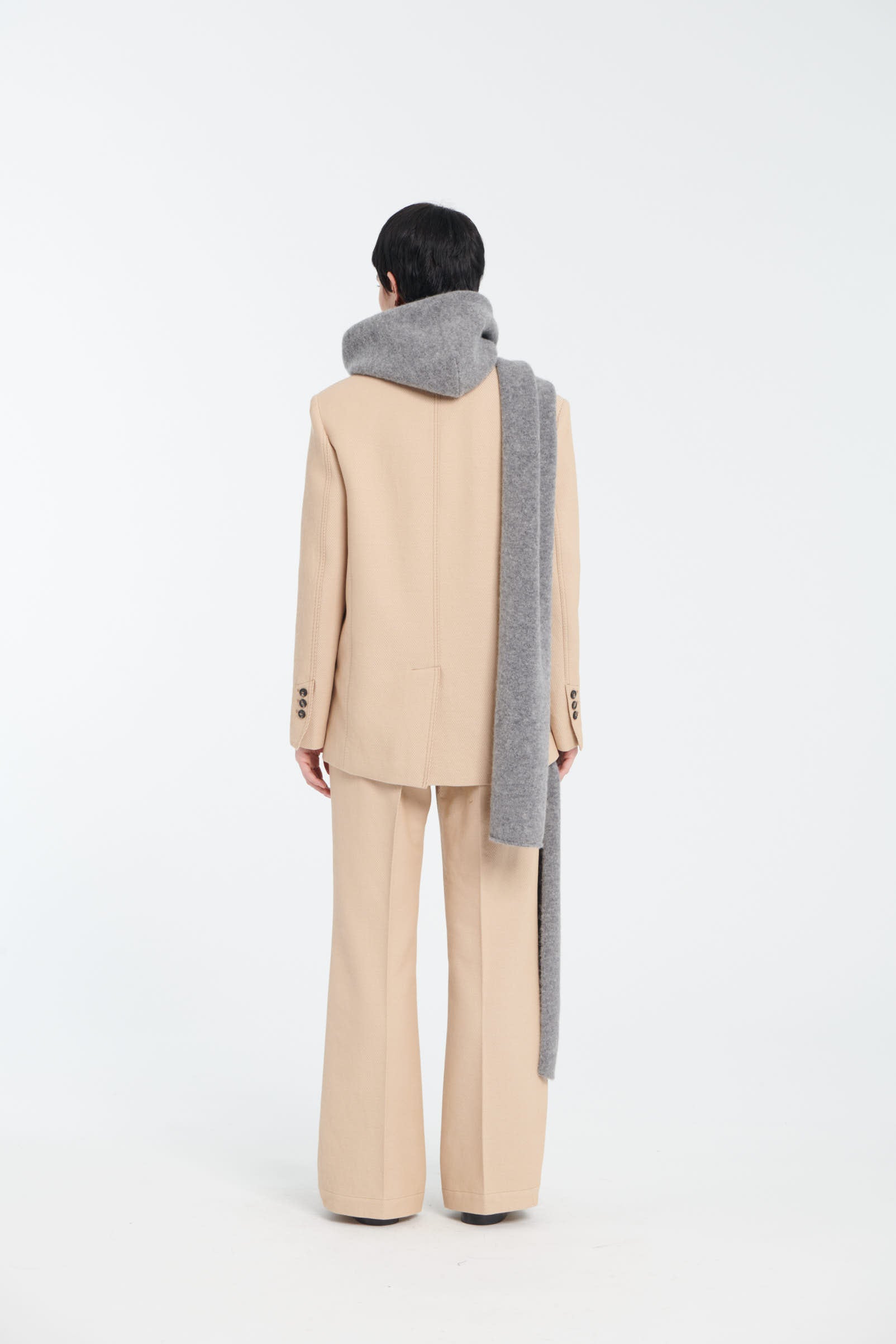 Beige Wool-Cotton Cavalry Twill Trousers