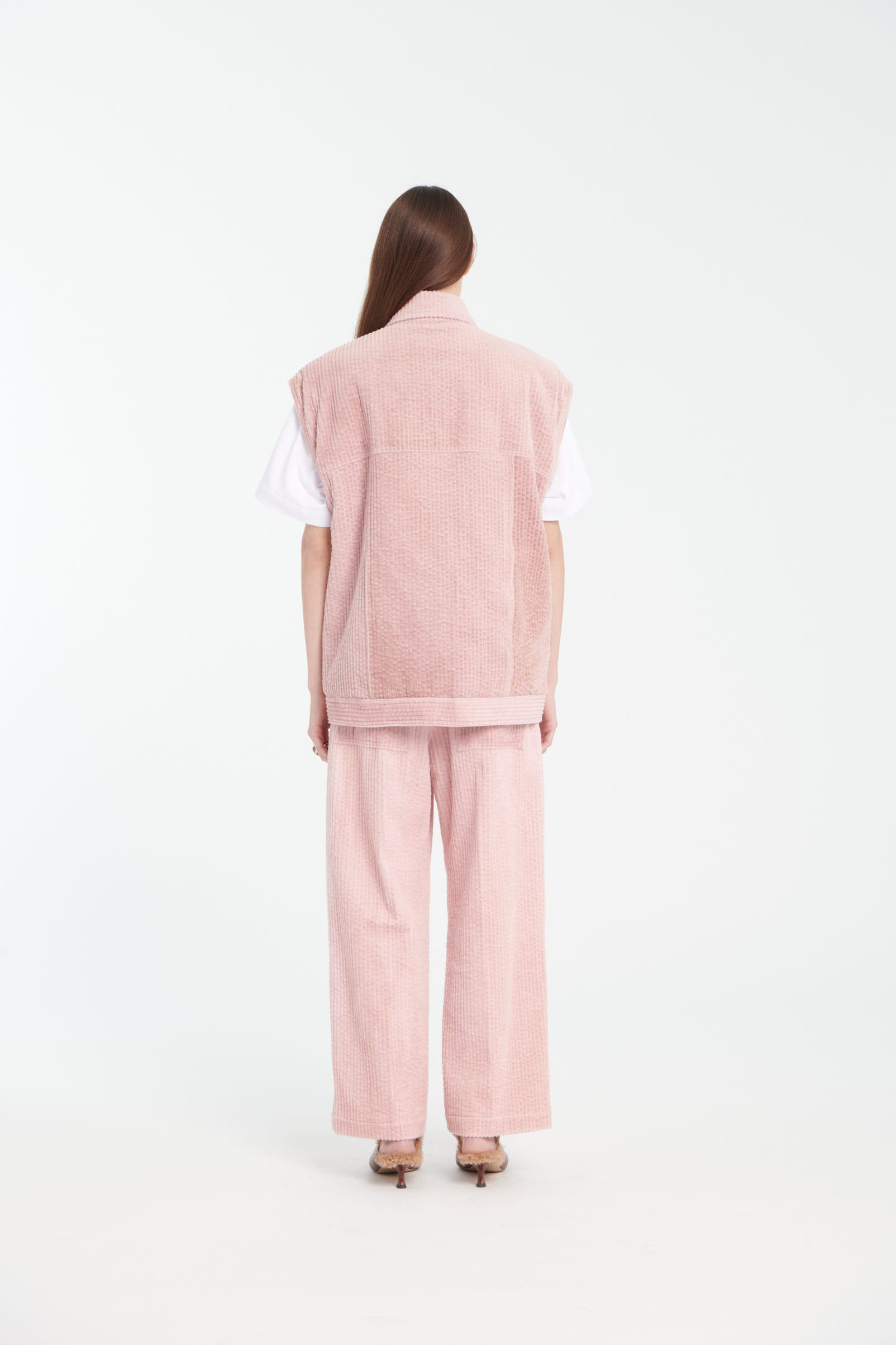 Pink Straight-Leg Corduroy Trousers