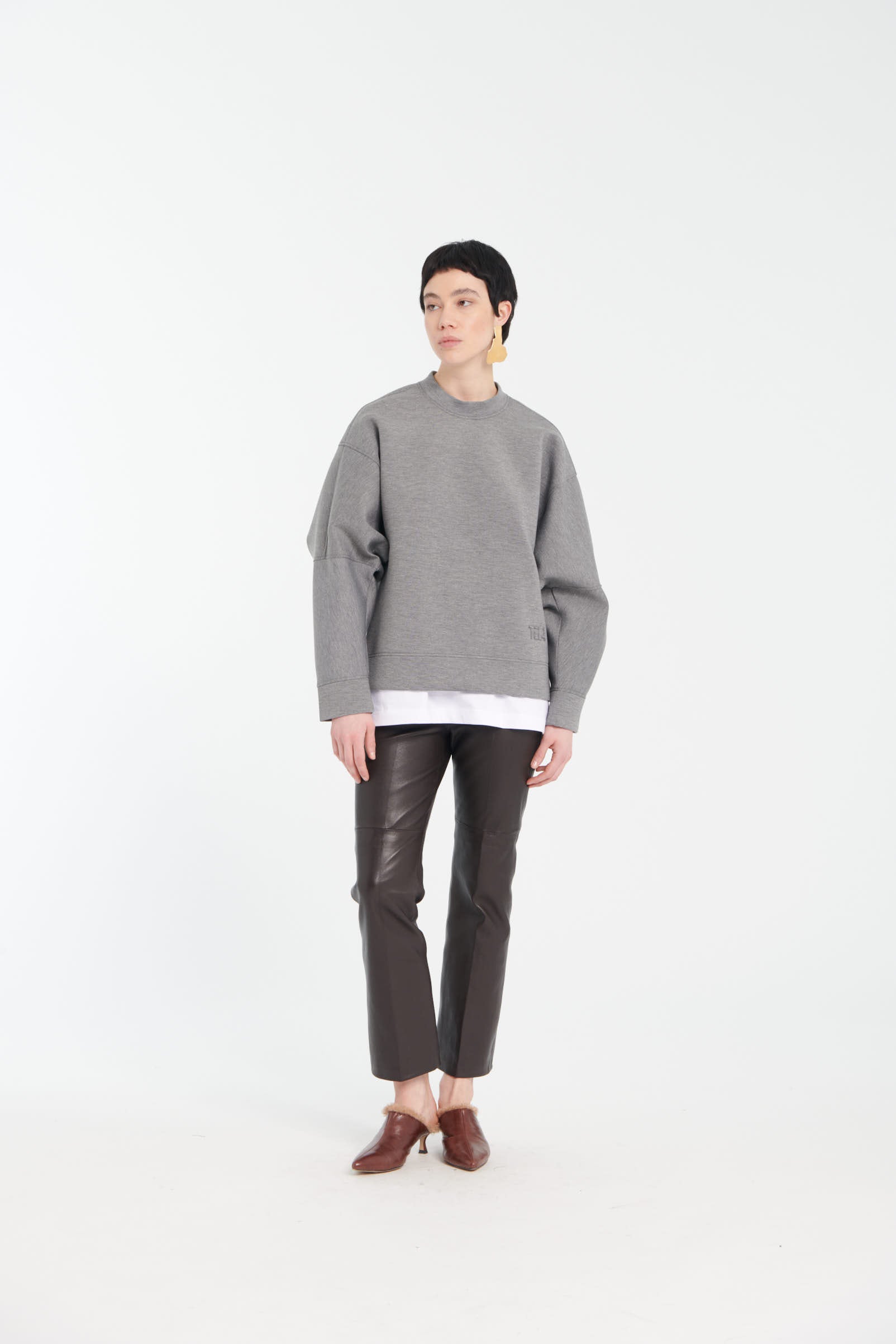 Cocoa Brown Bootcut Nappa Stretch Trousers