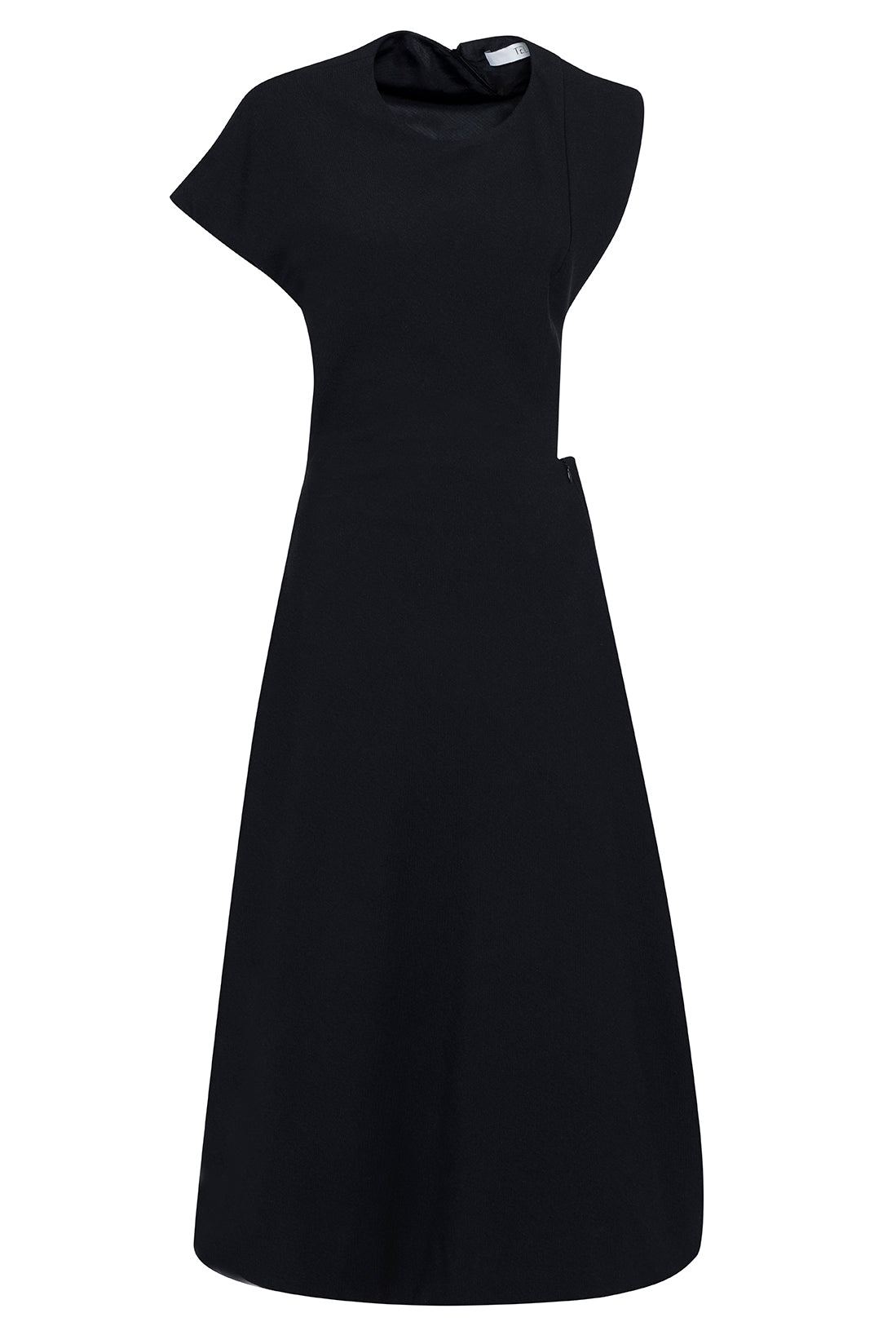 Sleeveless Long Cut-Out Asymmetric Dress In Twill