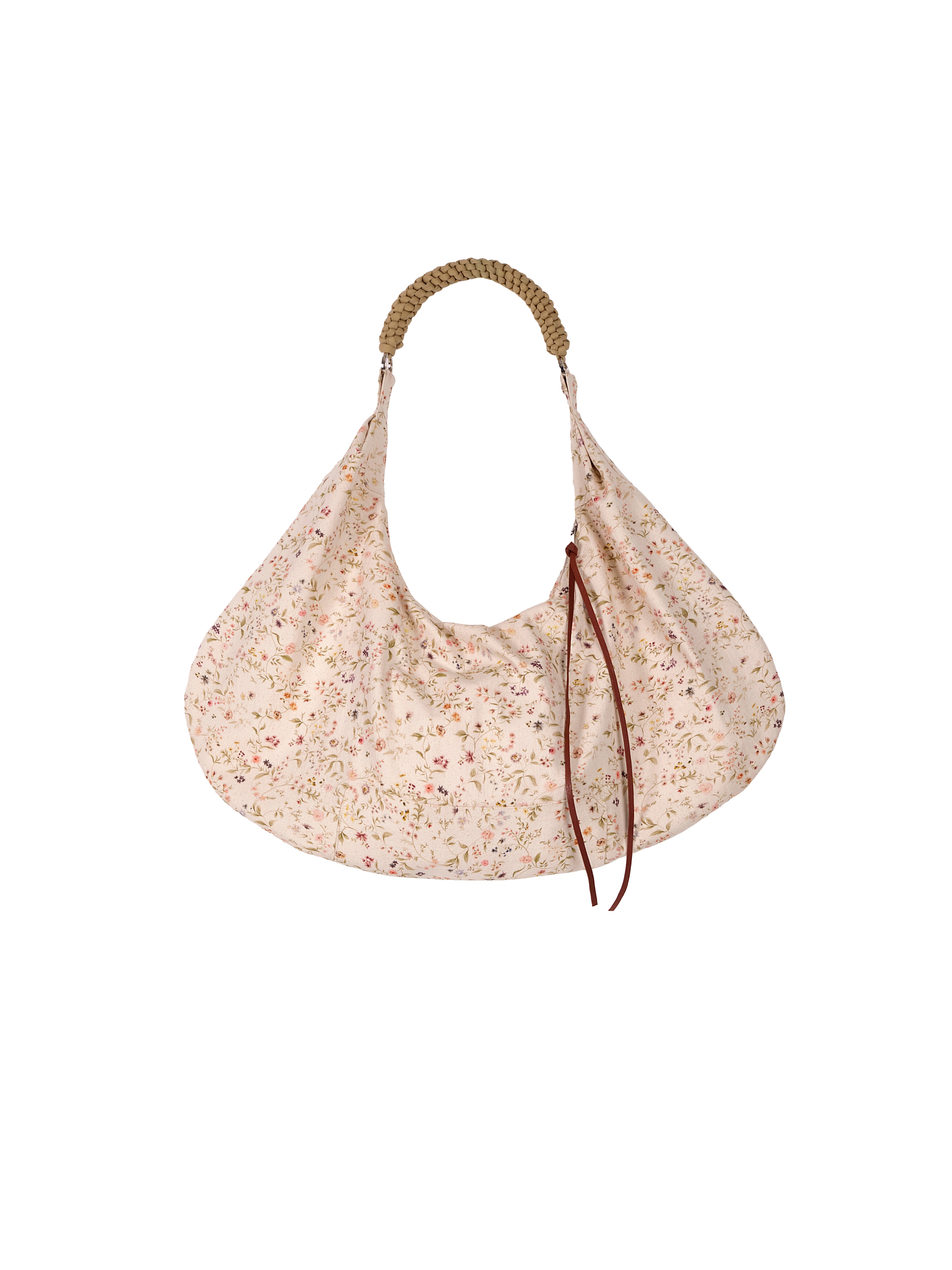 Floral Print Cotton Shopper Bag With Handwoven Shoulder Handle