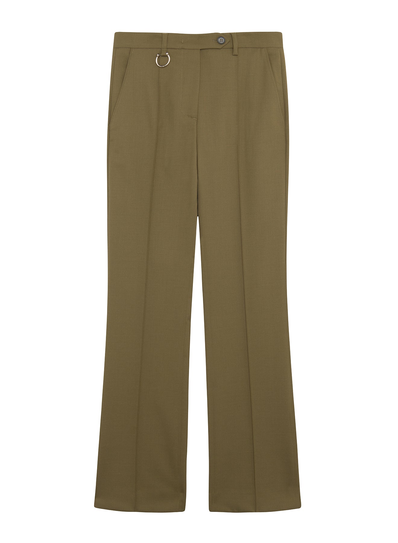 Green Flared Trousers In Technical Wool