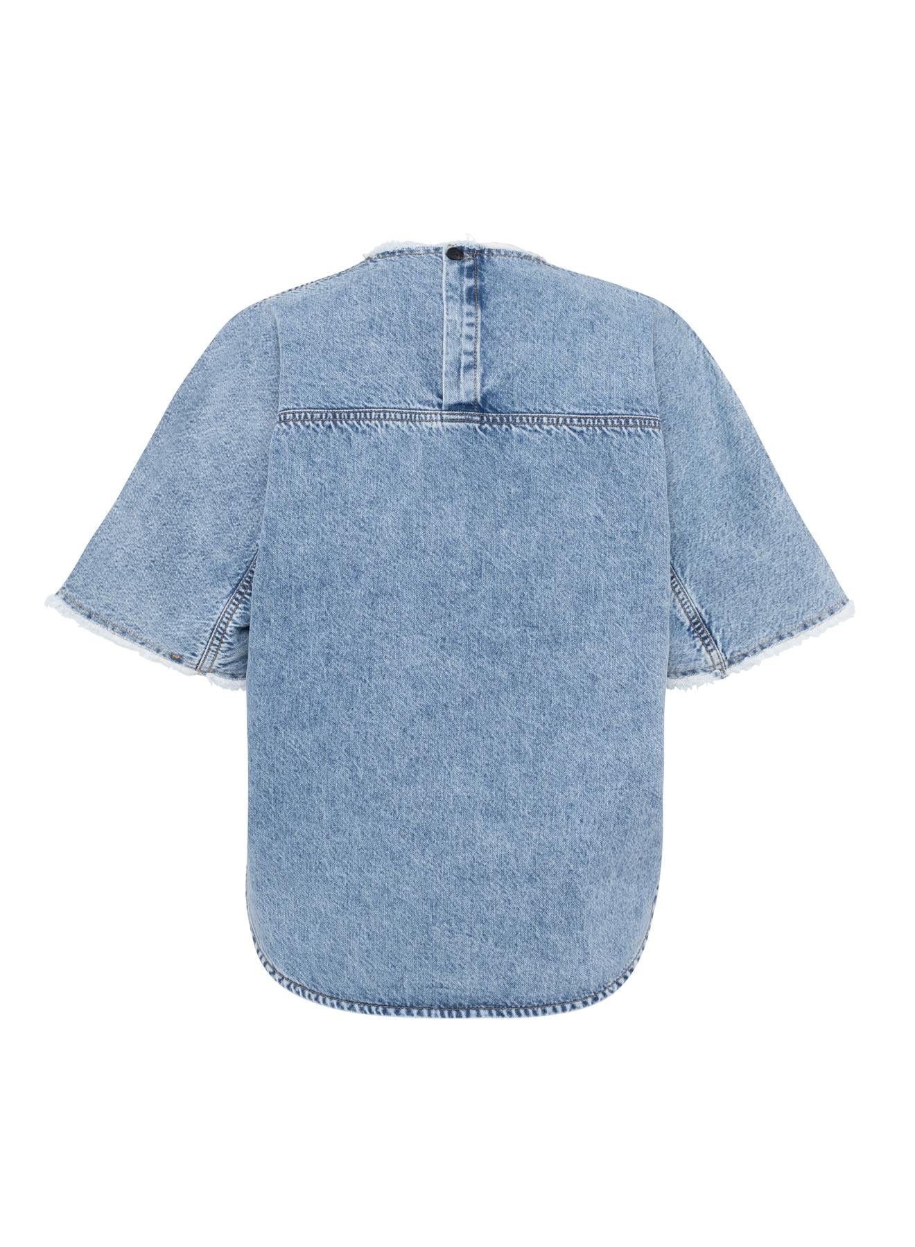 Oversized Light Blue Denim Short Sleeve Shirt