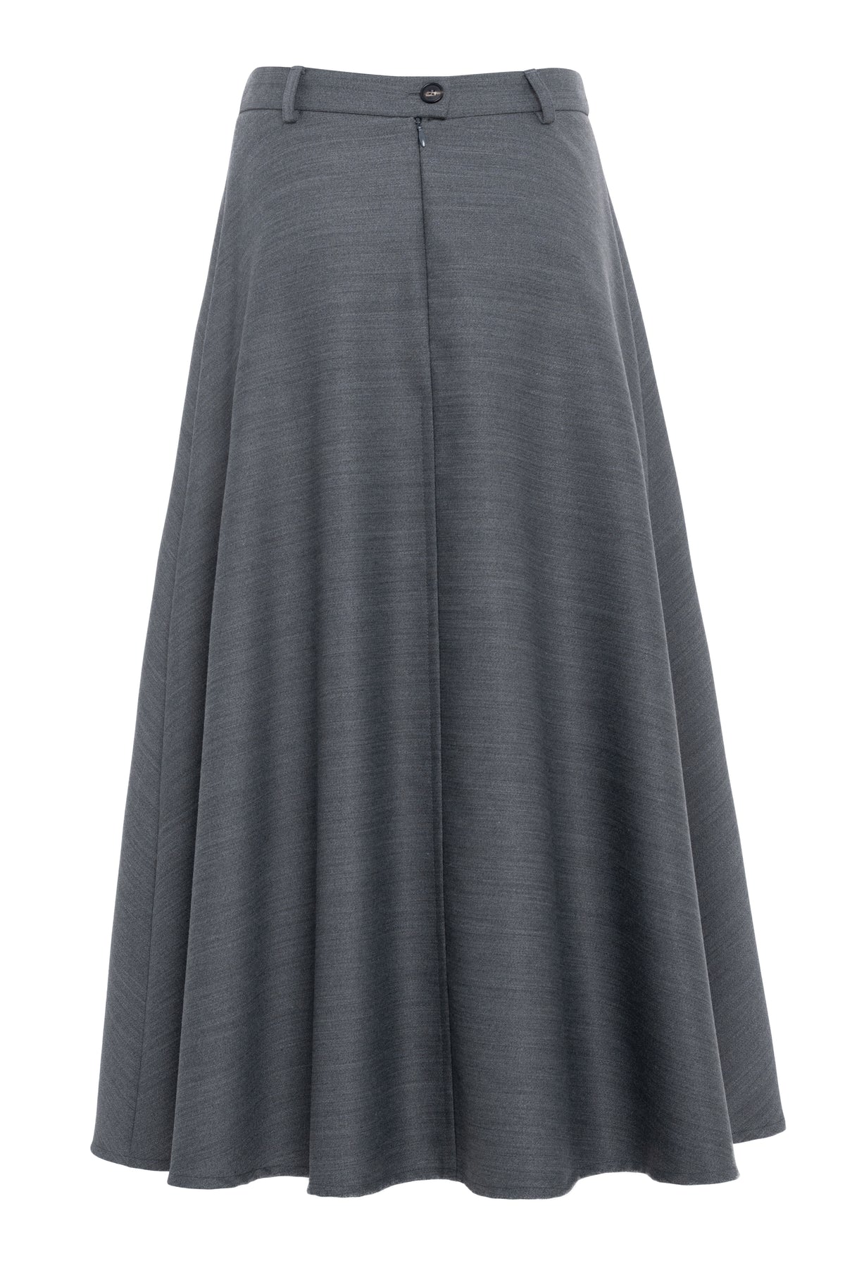 Heather Grey Pleated Midi Skirt In Worsted Wool