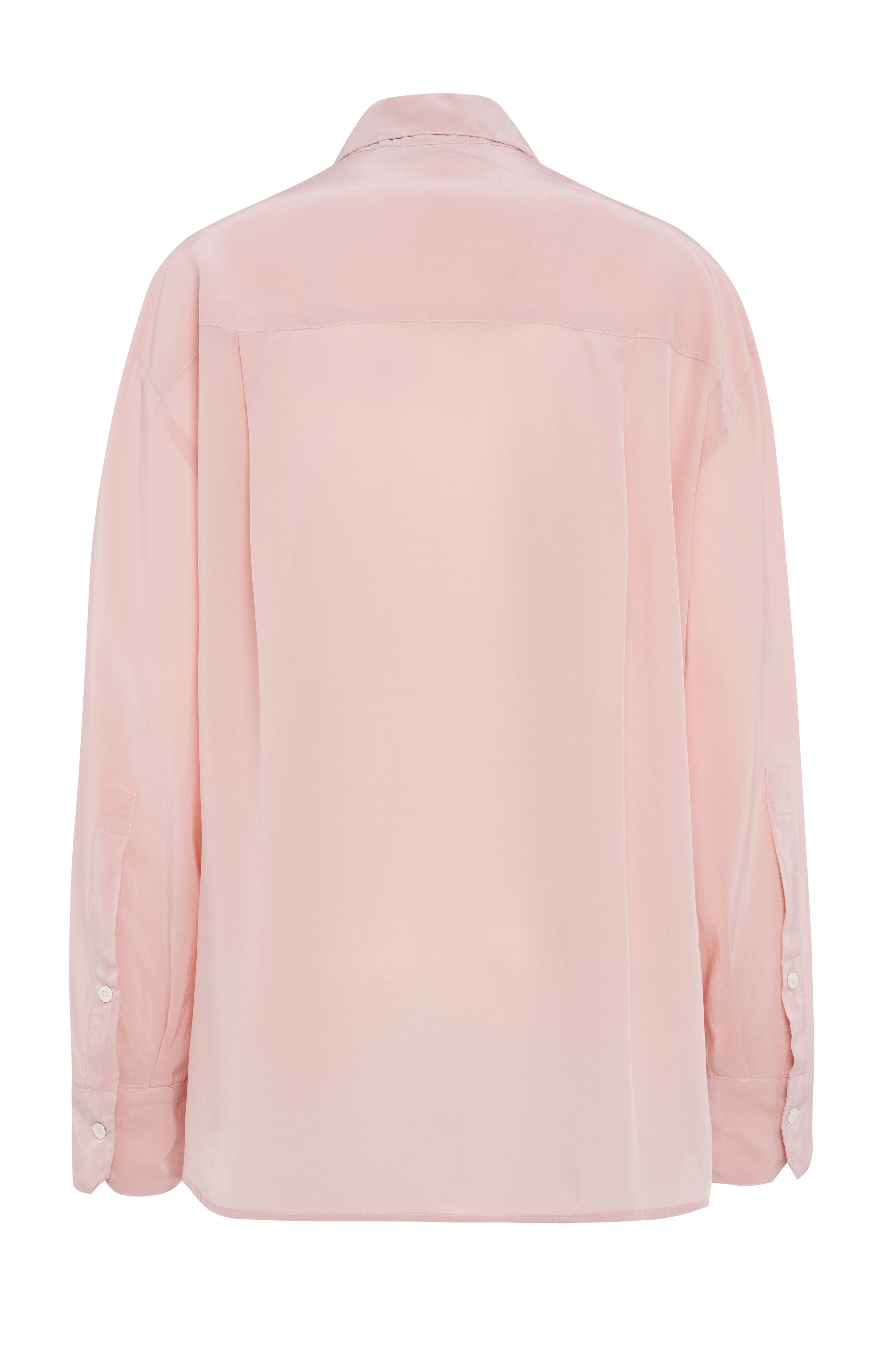Pink Long-Sleeve Viscose Silk Shirt With Buttons