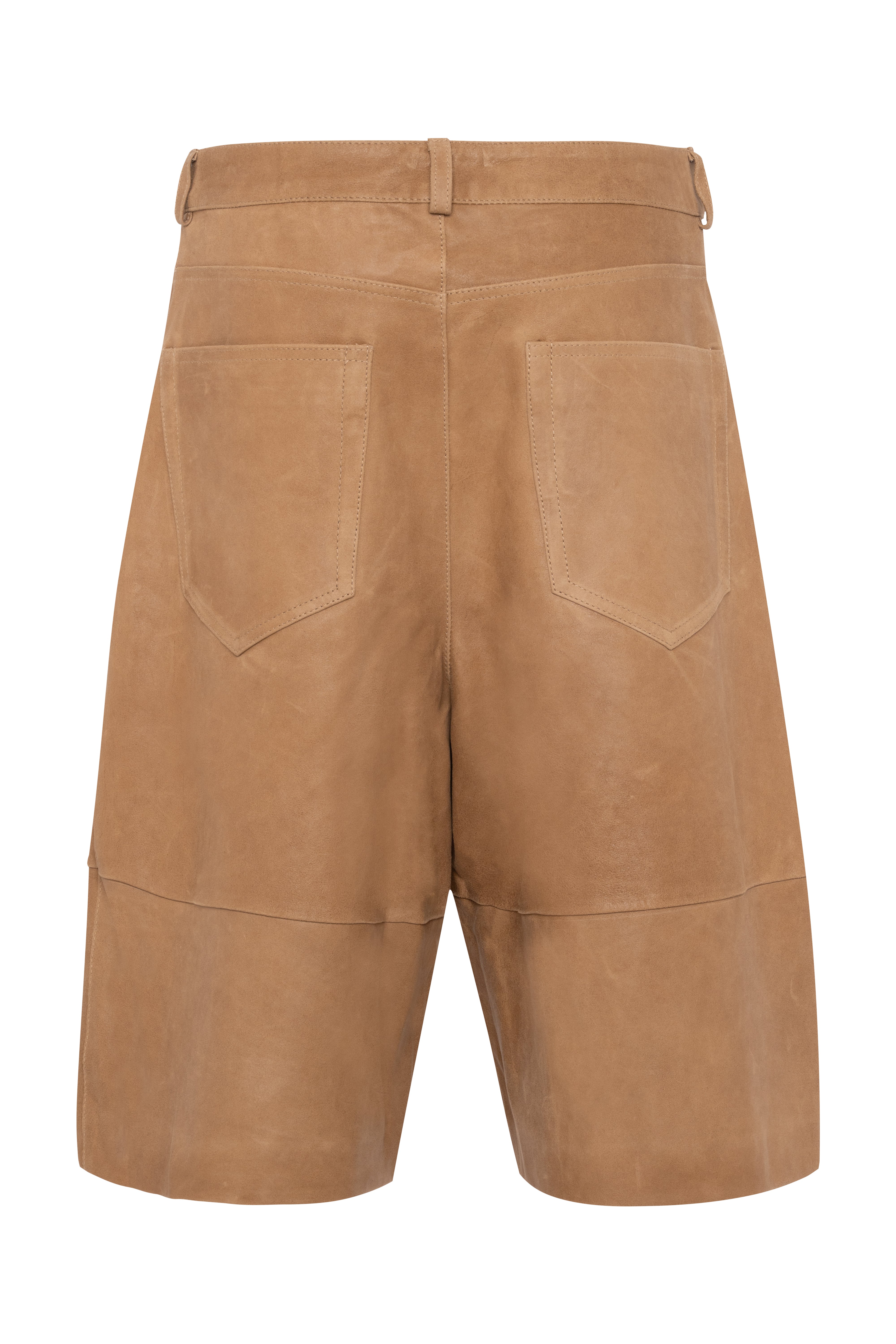 Beige Waxed Suede Bermuda Shorts
