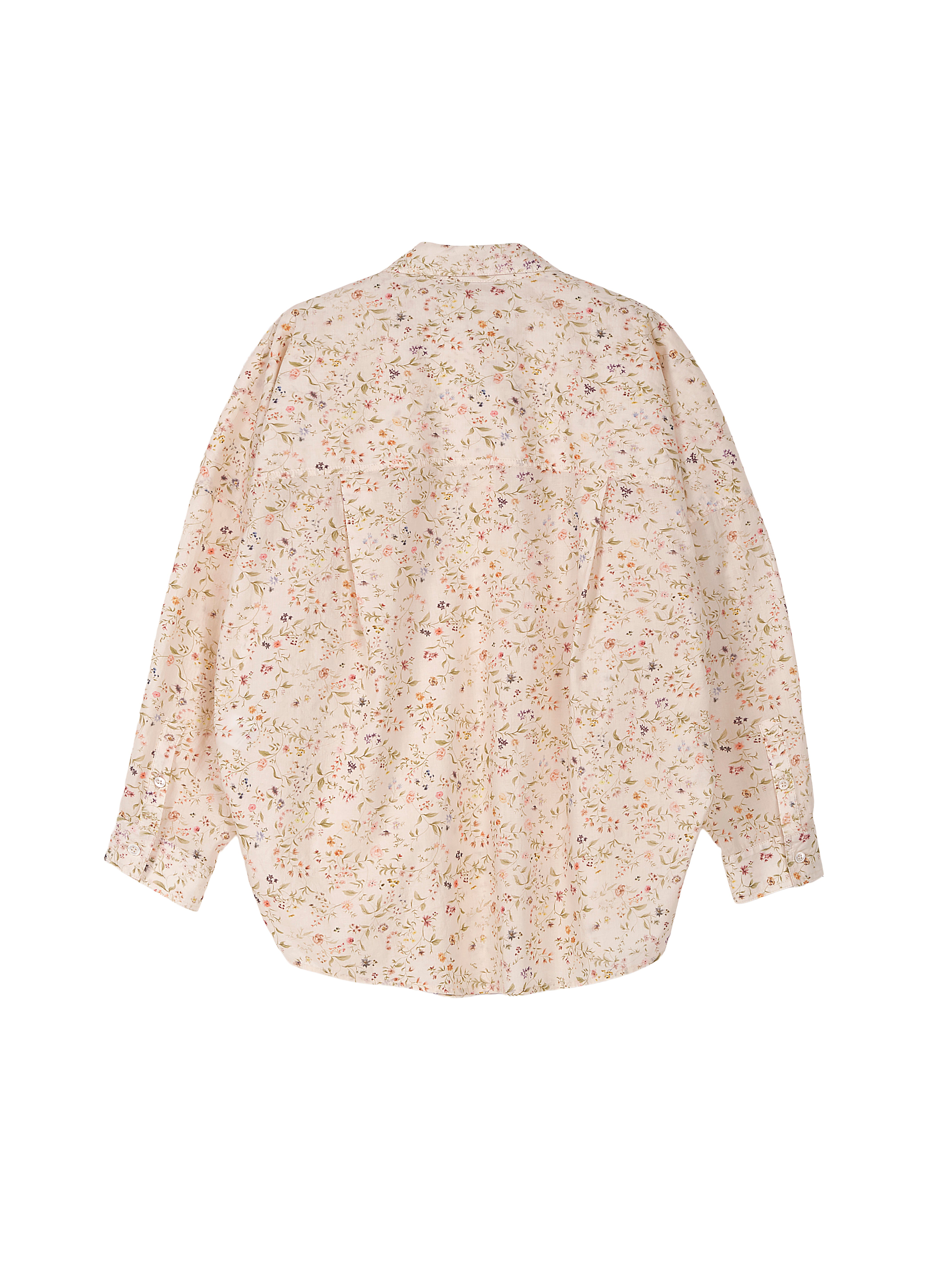 Oversized Floral Print Long Sleeve Cotton Shirt With Front Buttons