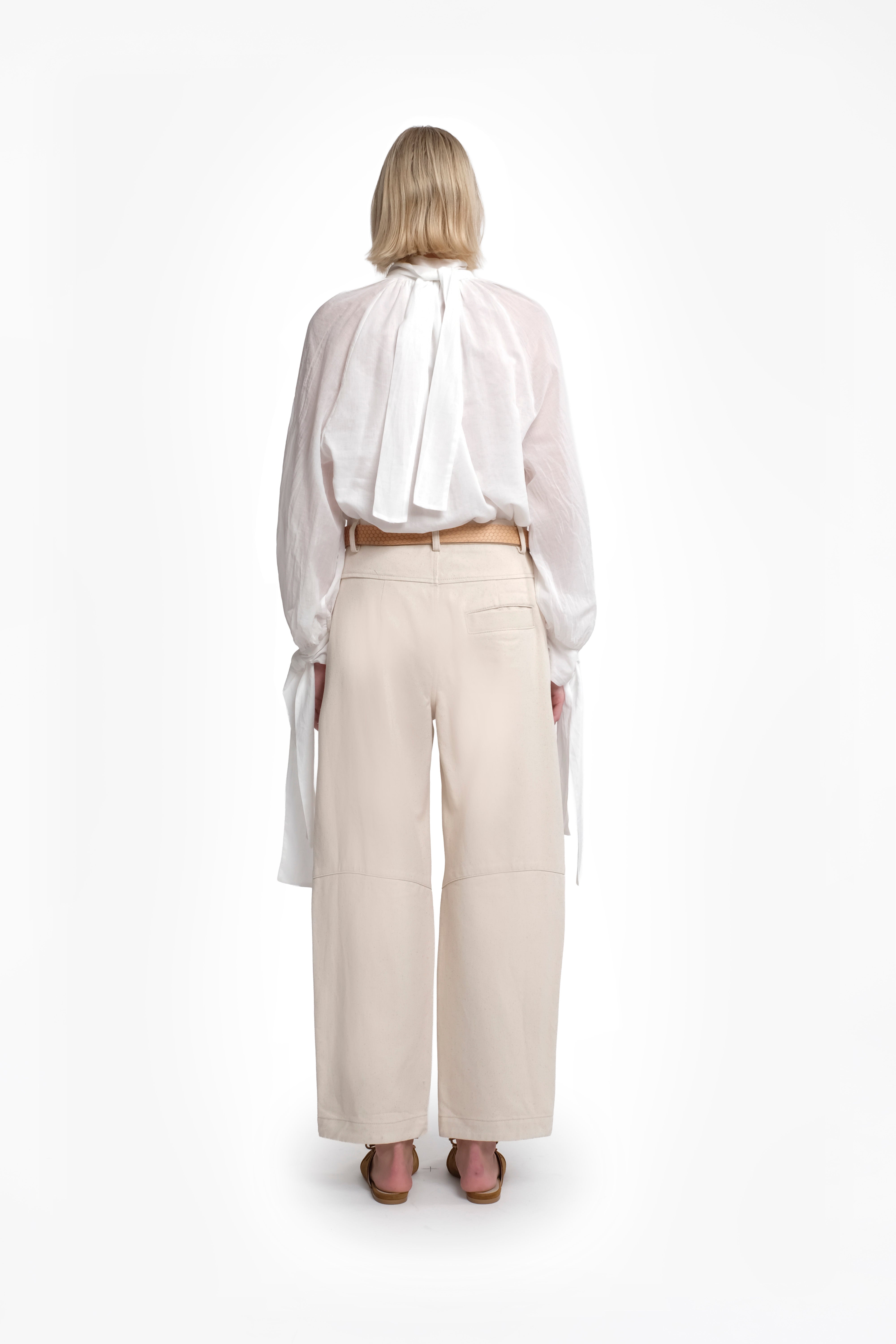 Barrel Pants In Cotton In Natural White Color