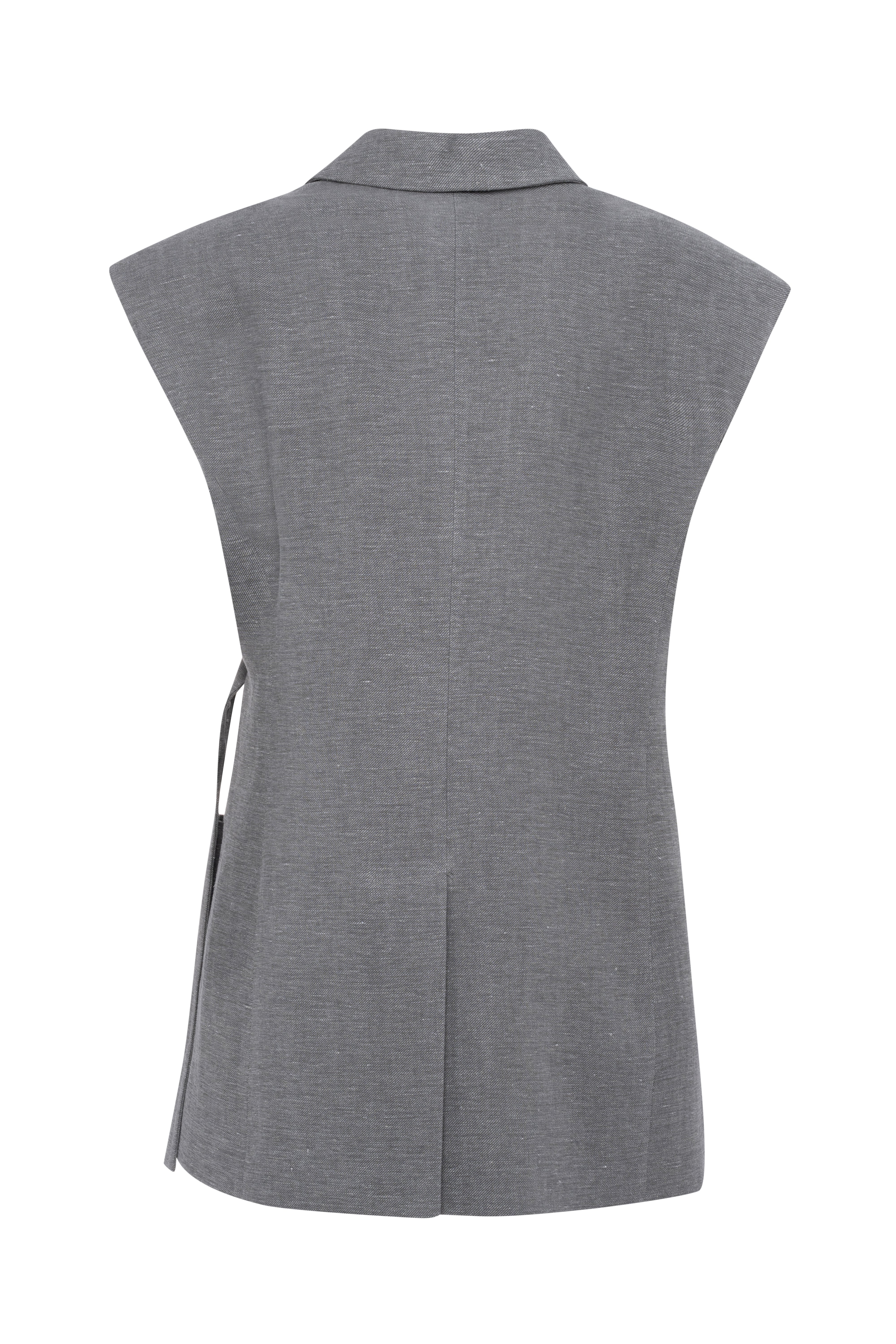 Grey Linen Vest With Adjustable Button