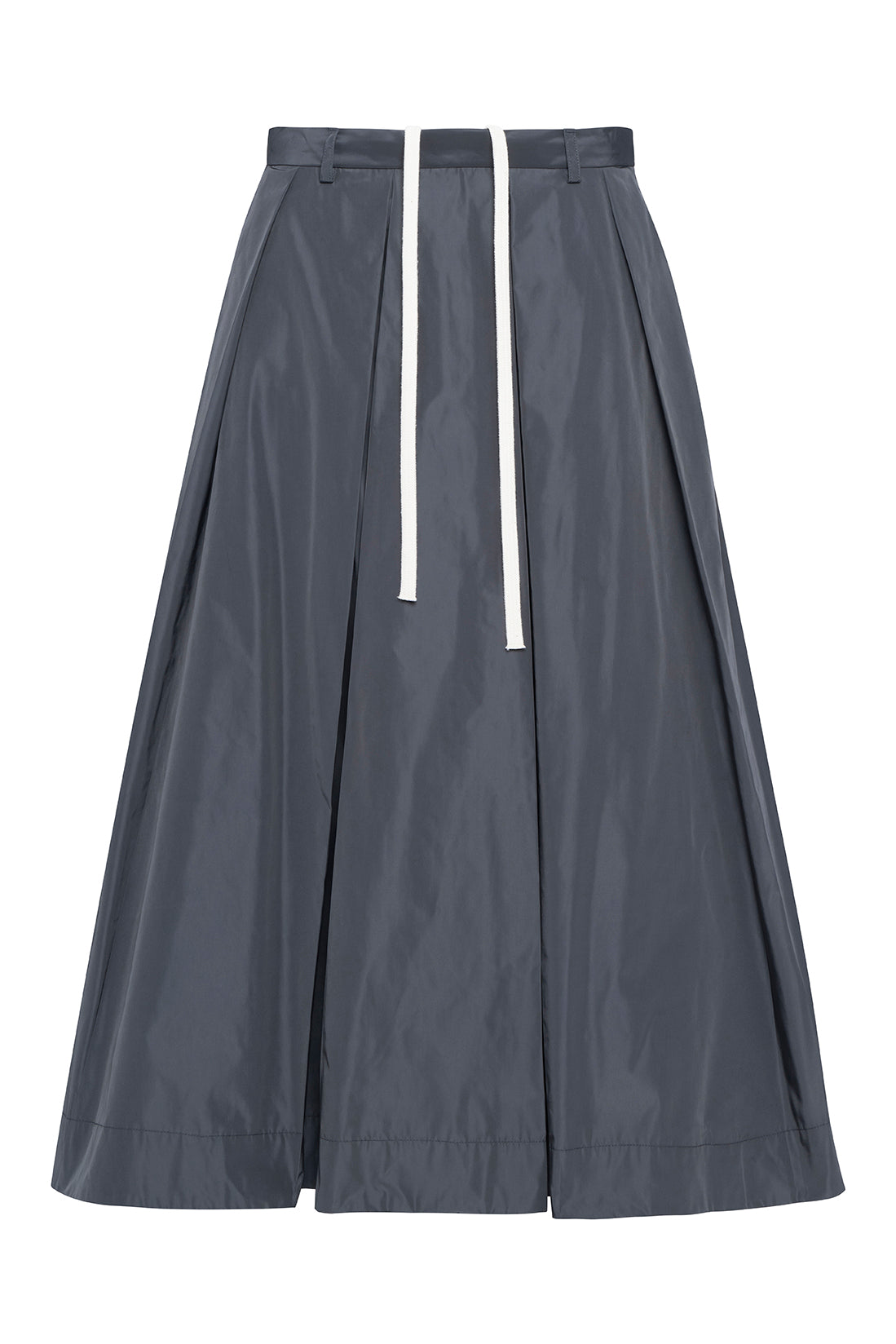 Long Full Skirt In Charcoal Taffeta
