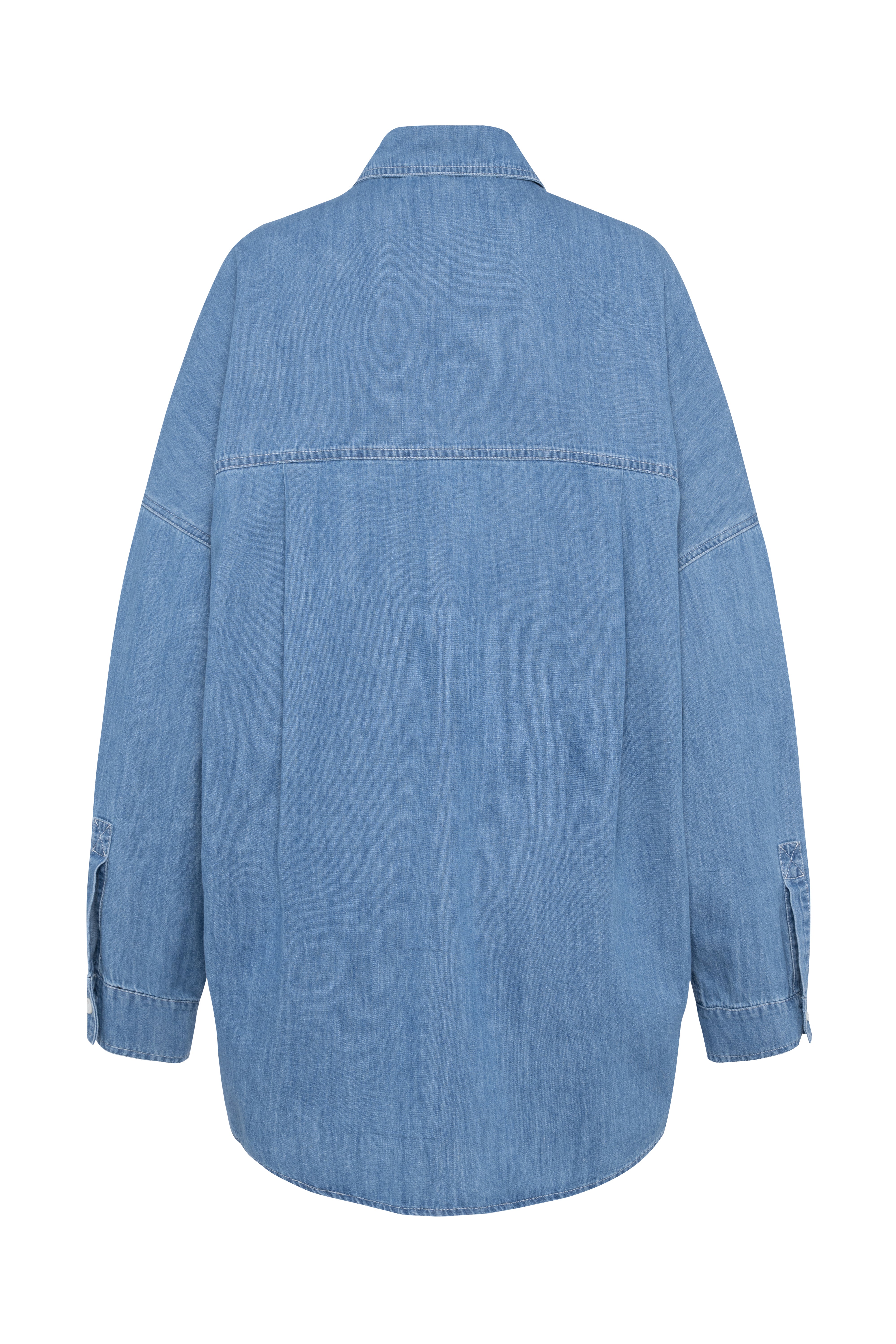 Long-Sleeve Light Denim Shirt With Buttons
