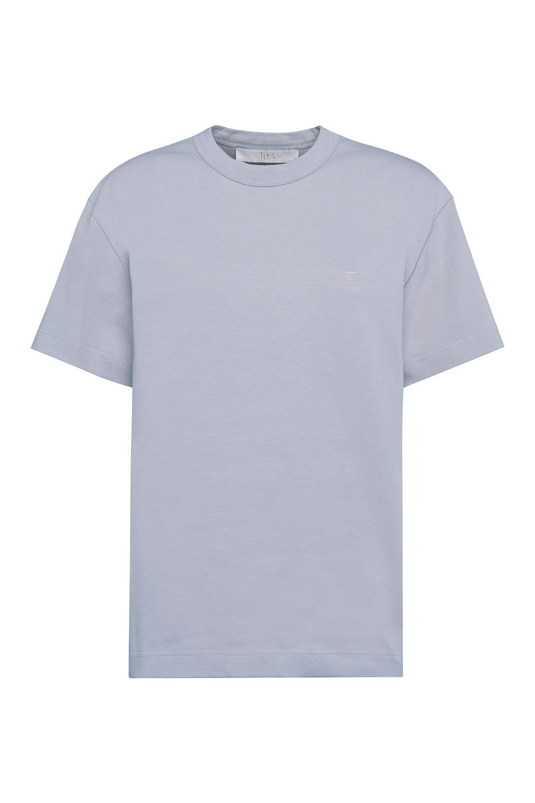 Powder Blue Cotton T-shirt With Embroidered Logo