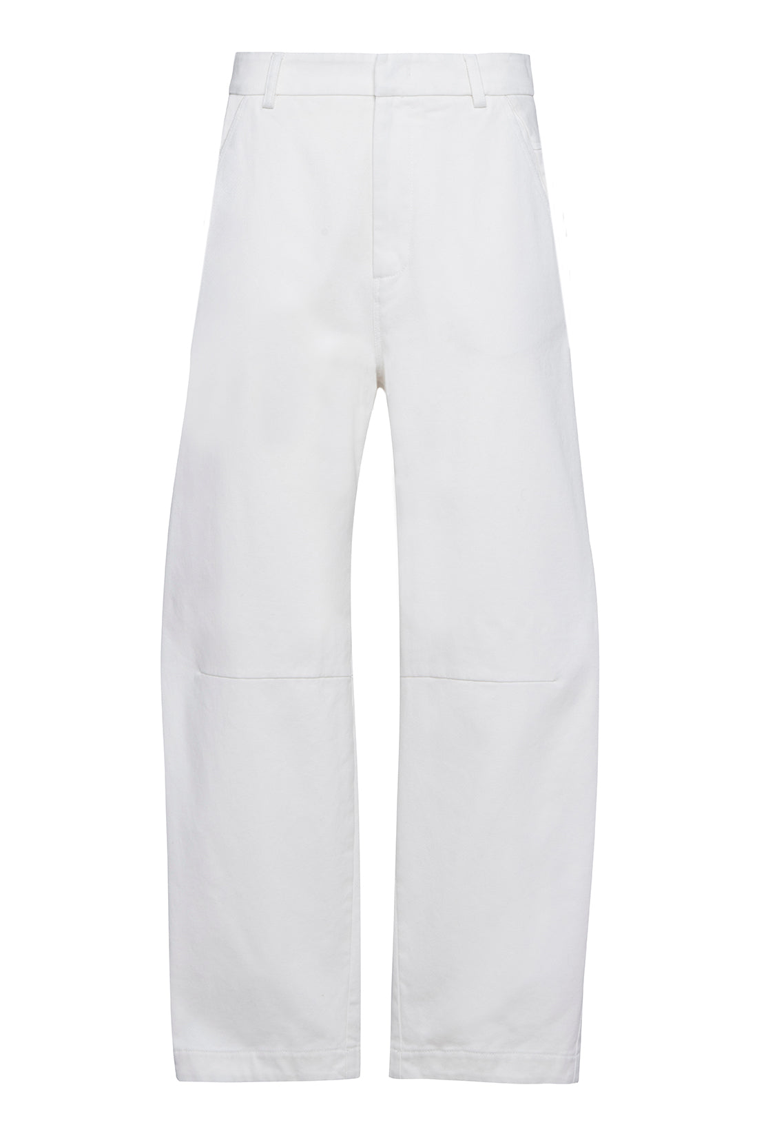 White Cotton Barrel Pants