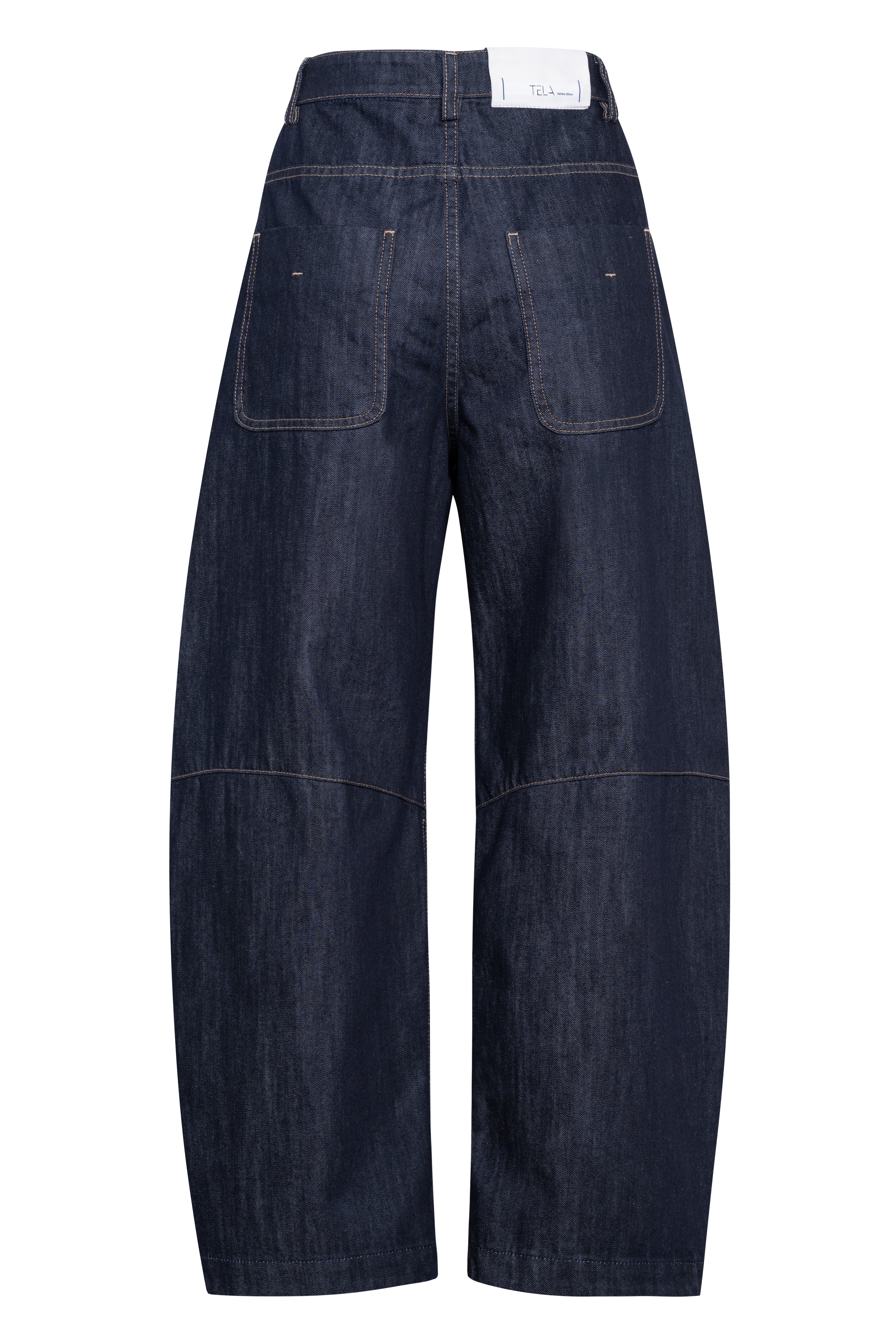 Dark Blue Denim Barrel Pants
