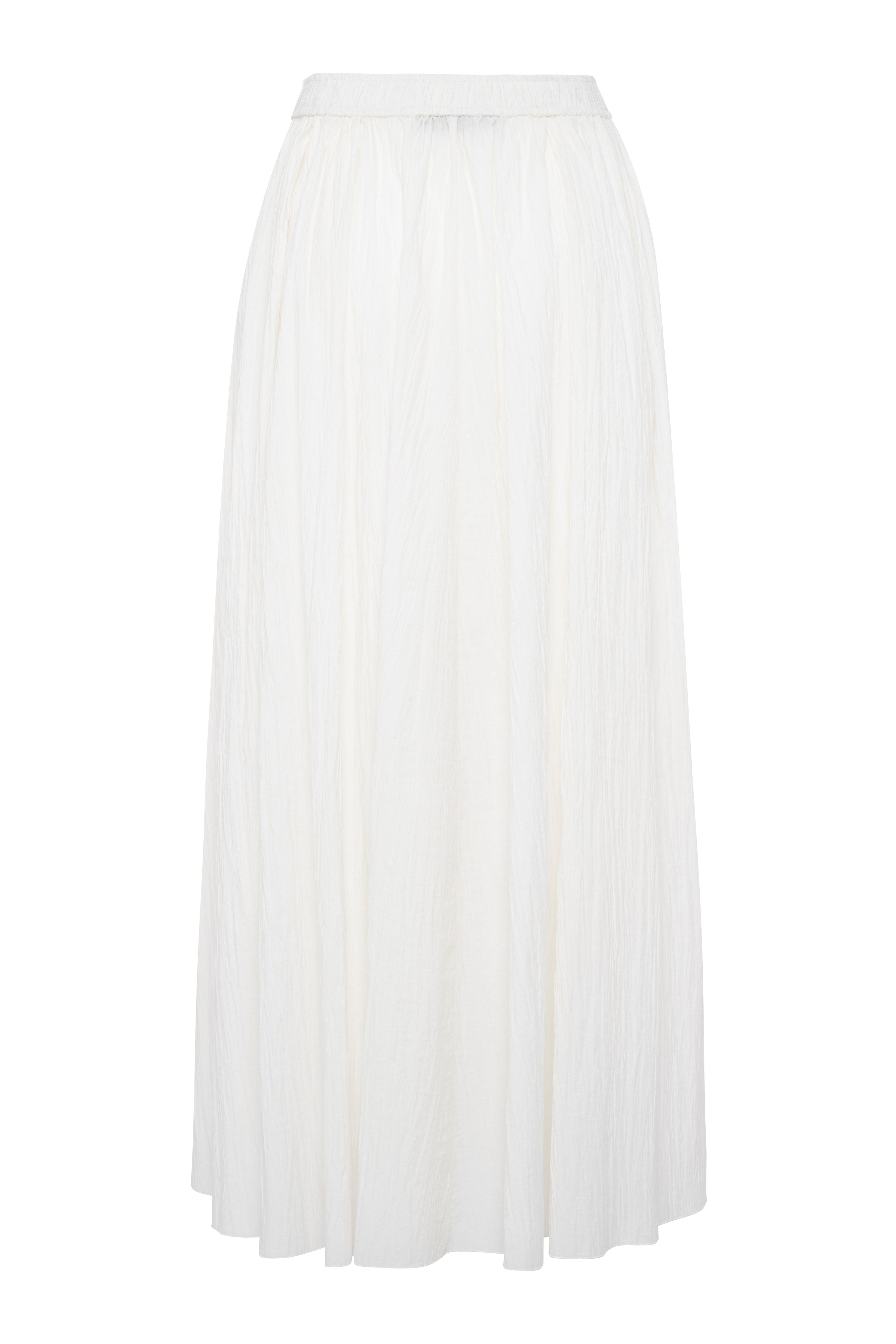 White Crinkled Cotton Maxi Skirt