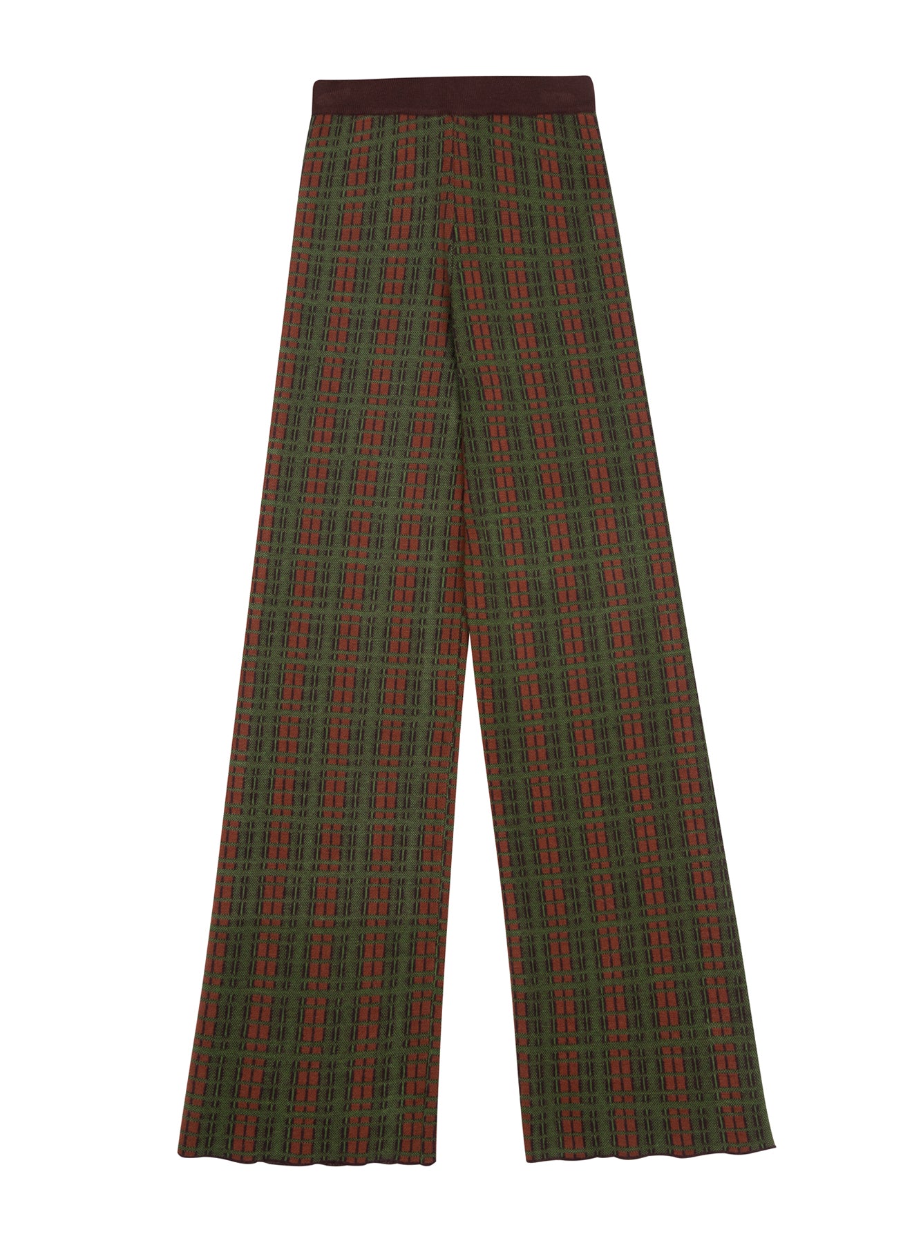 Wool Checked Straight-Leg Pants