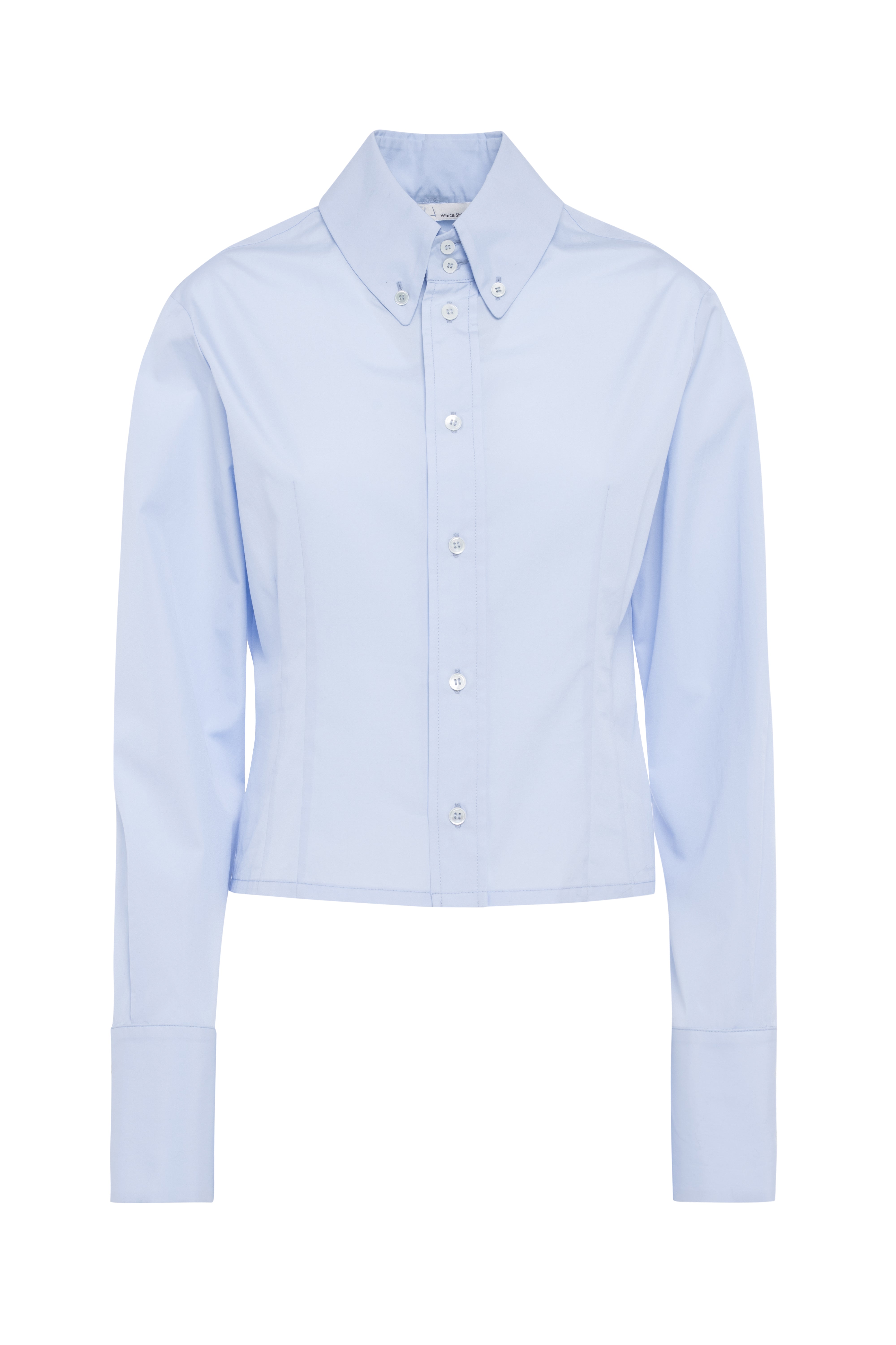 Light Blue Cropped Long-Sleeve Shirt
