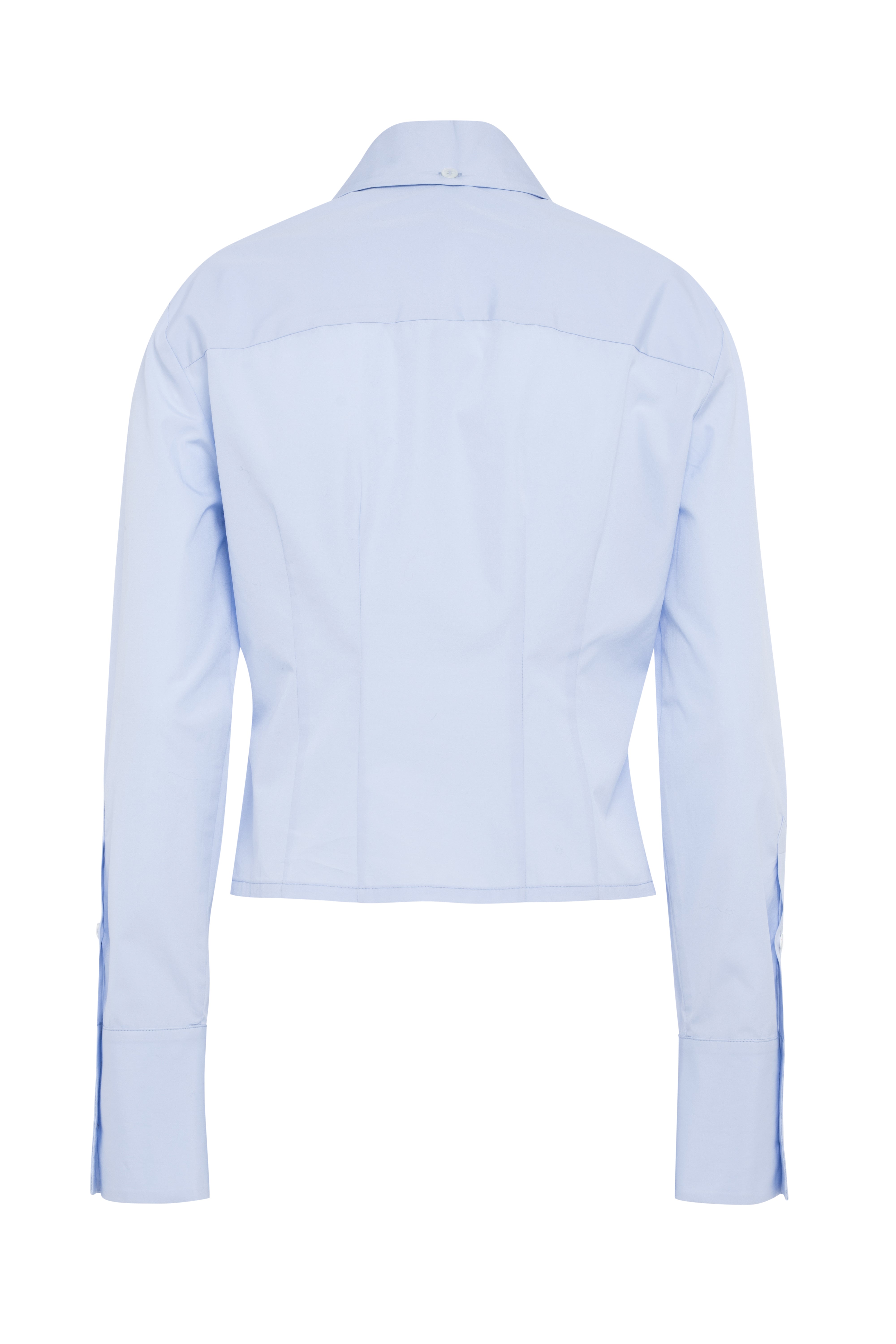 Camicia cropped azzurra a maniche lunghe