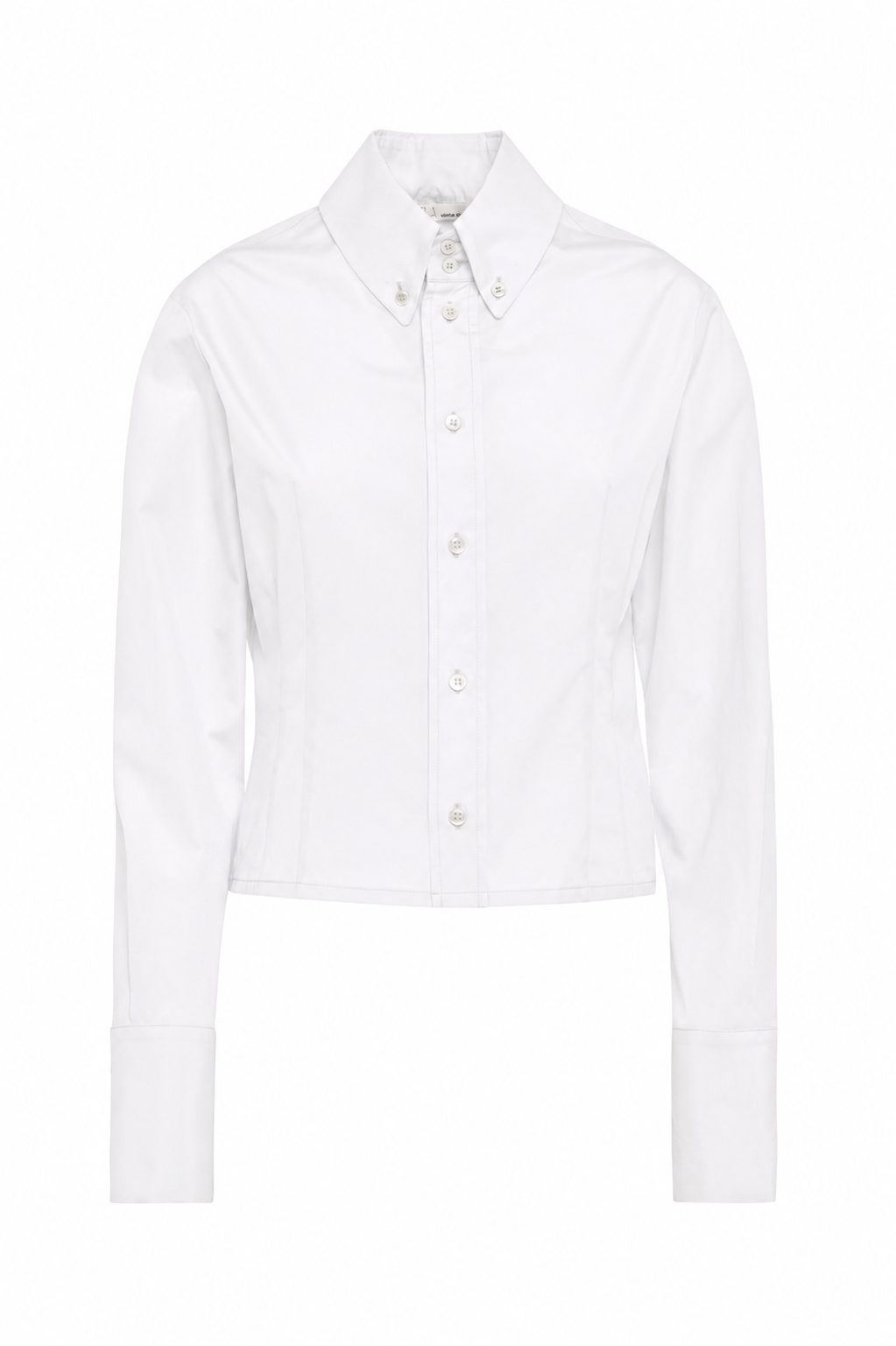 White Cropped Long-Sleeve Shirt