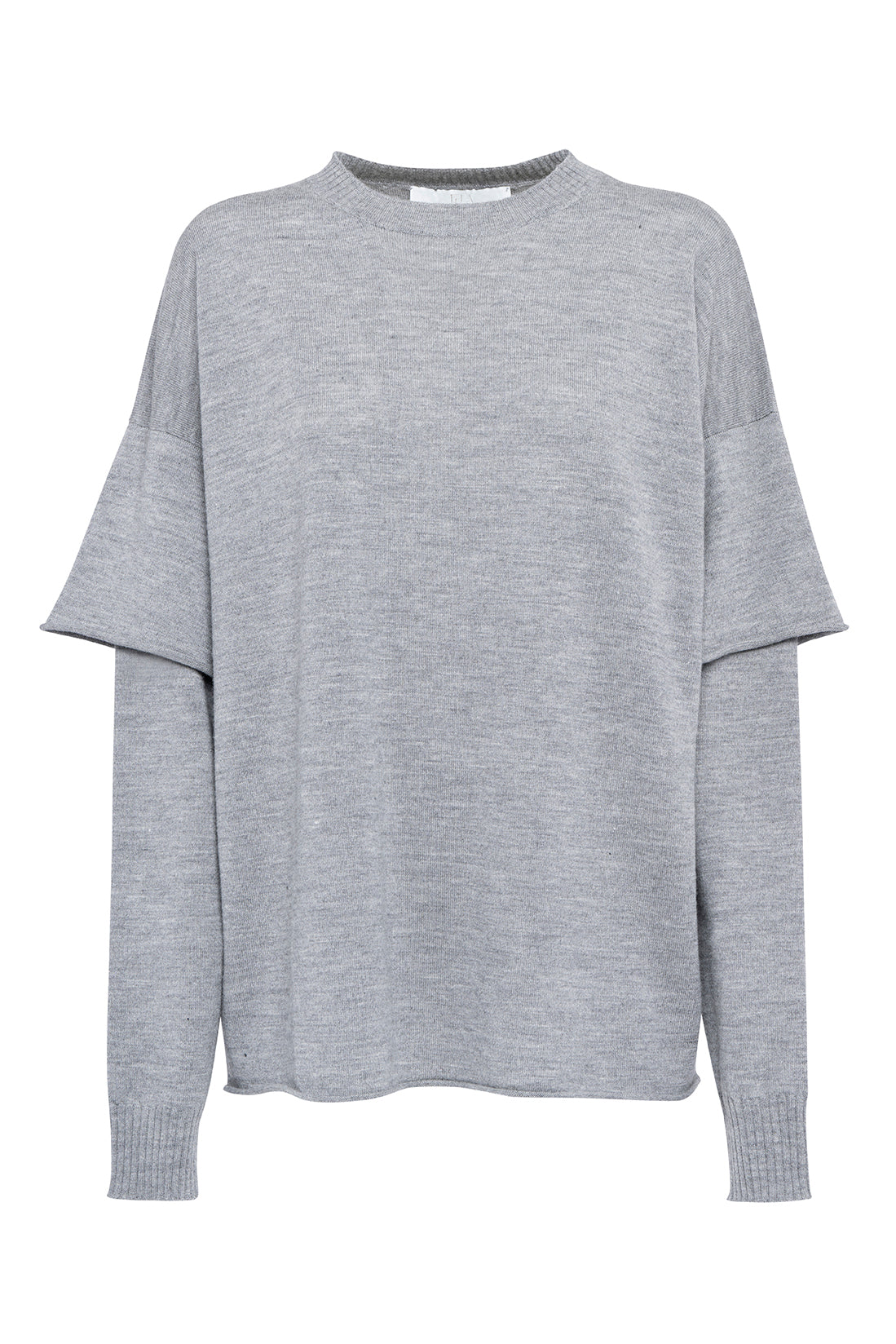 Grey Double-Sleeve Merino Wool Top