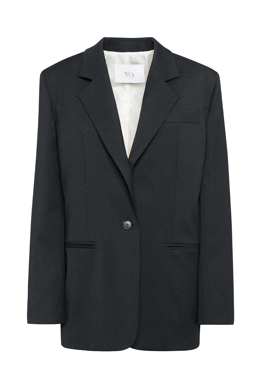 Black Tailored Single-Breasted Blazer In Technical Wool