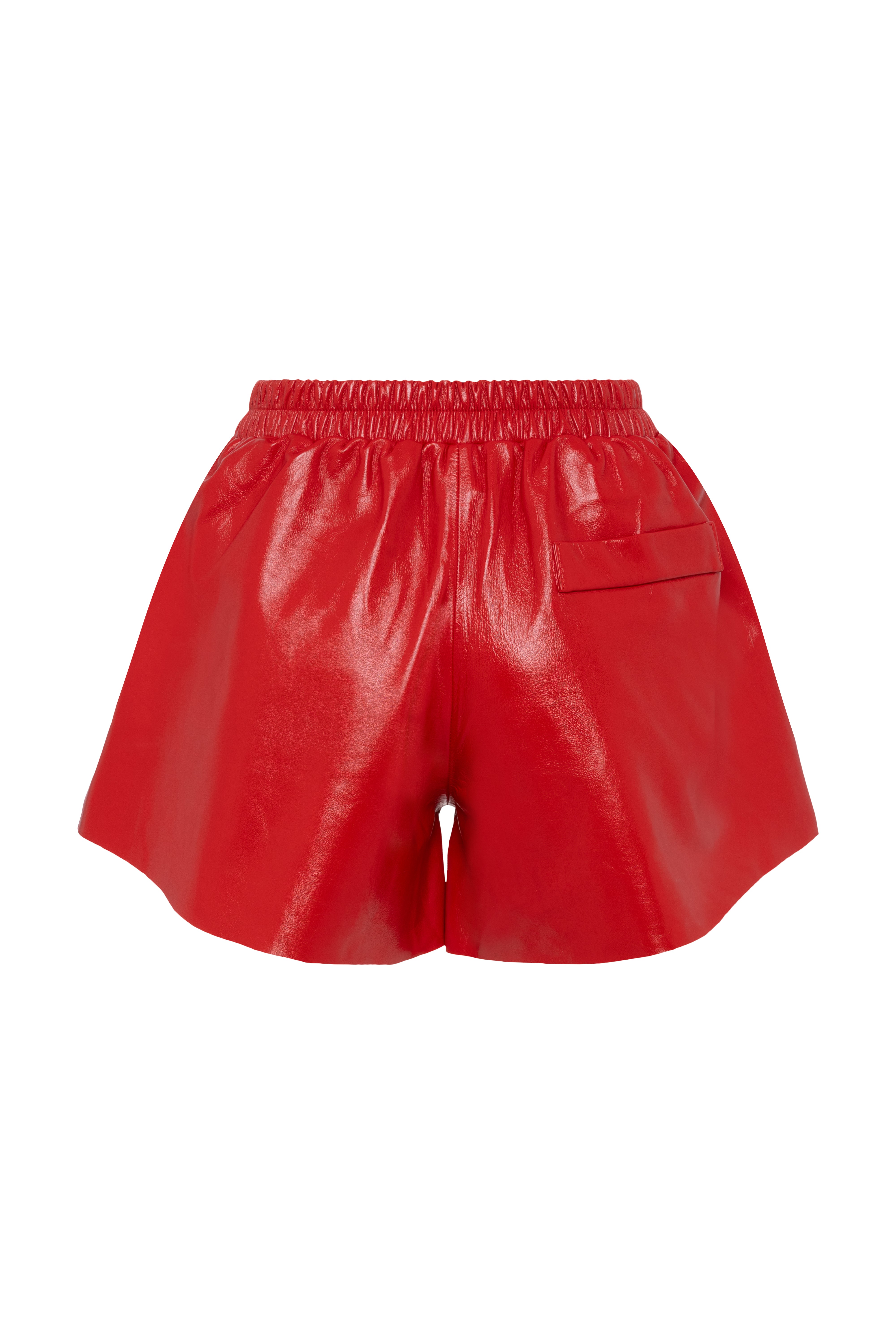 Shiny Red Leather Shorts