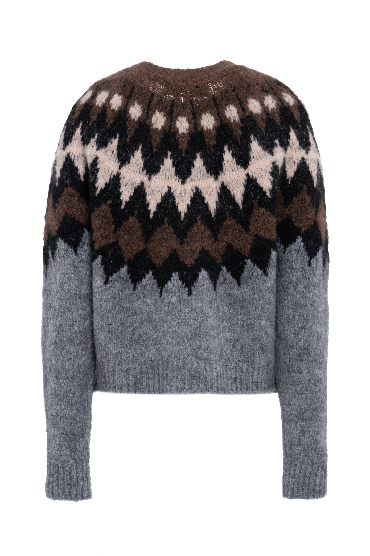 Grey Wool Blend Patterned Cardigan With Buttons