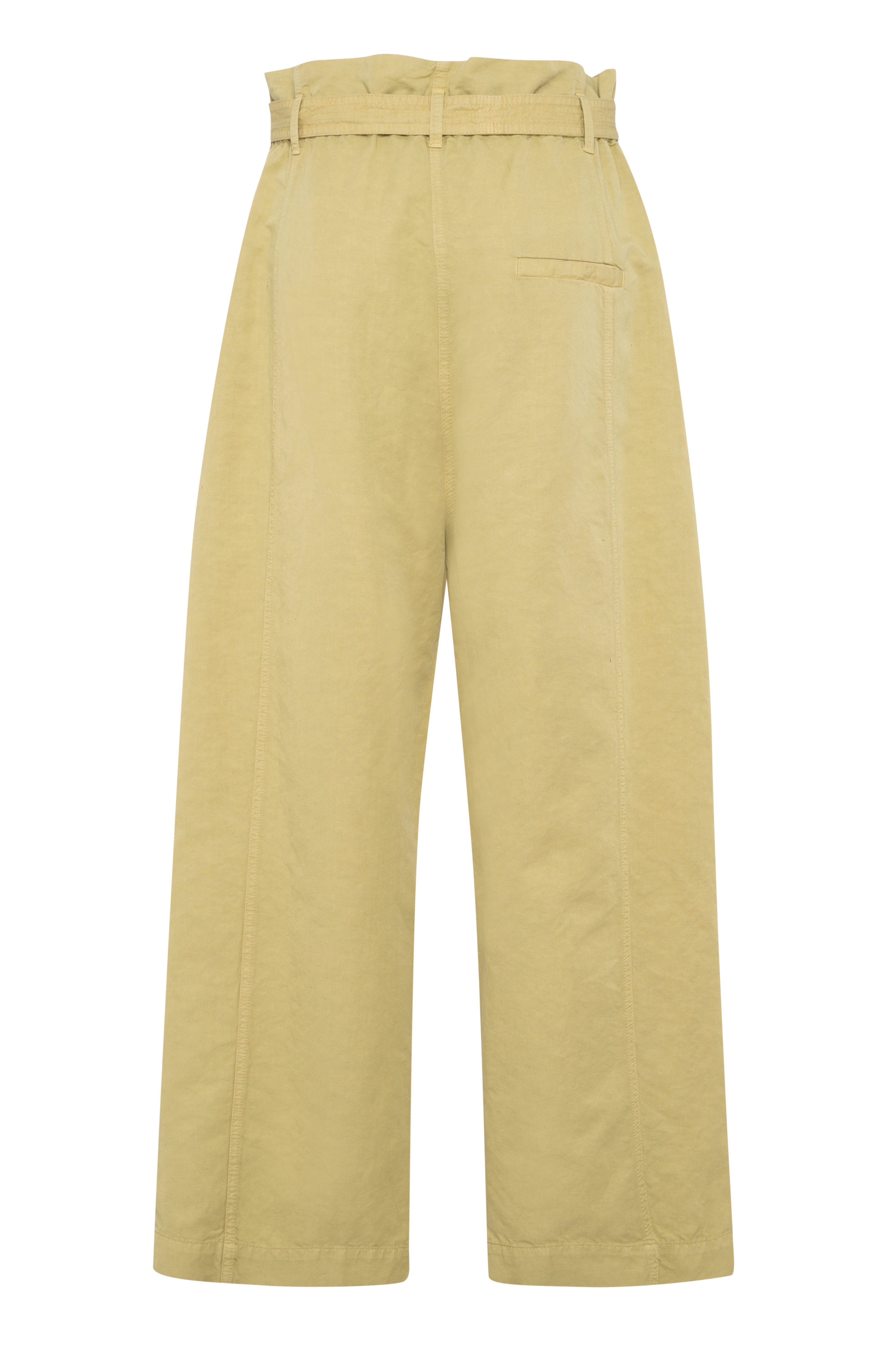 Pantaloni a gamba dritta colore pistacchio in lino-cotone con vita regolabile