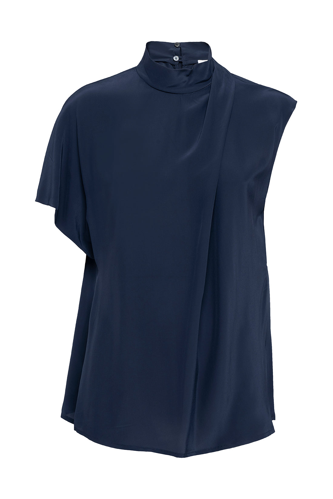 Navy Blue Fluid Viscose Blouse
