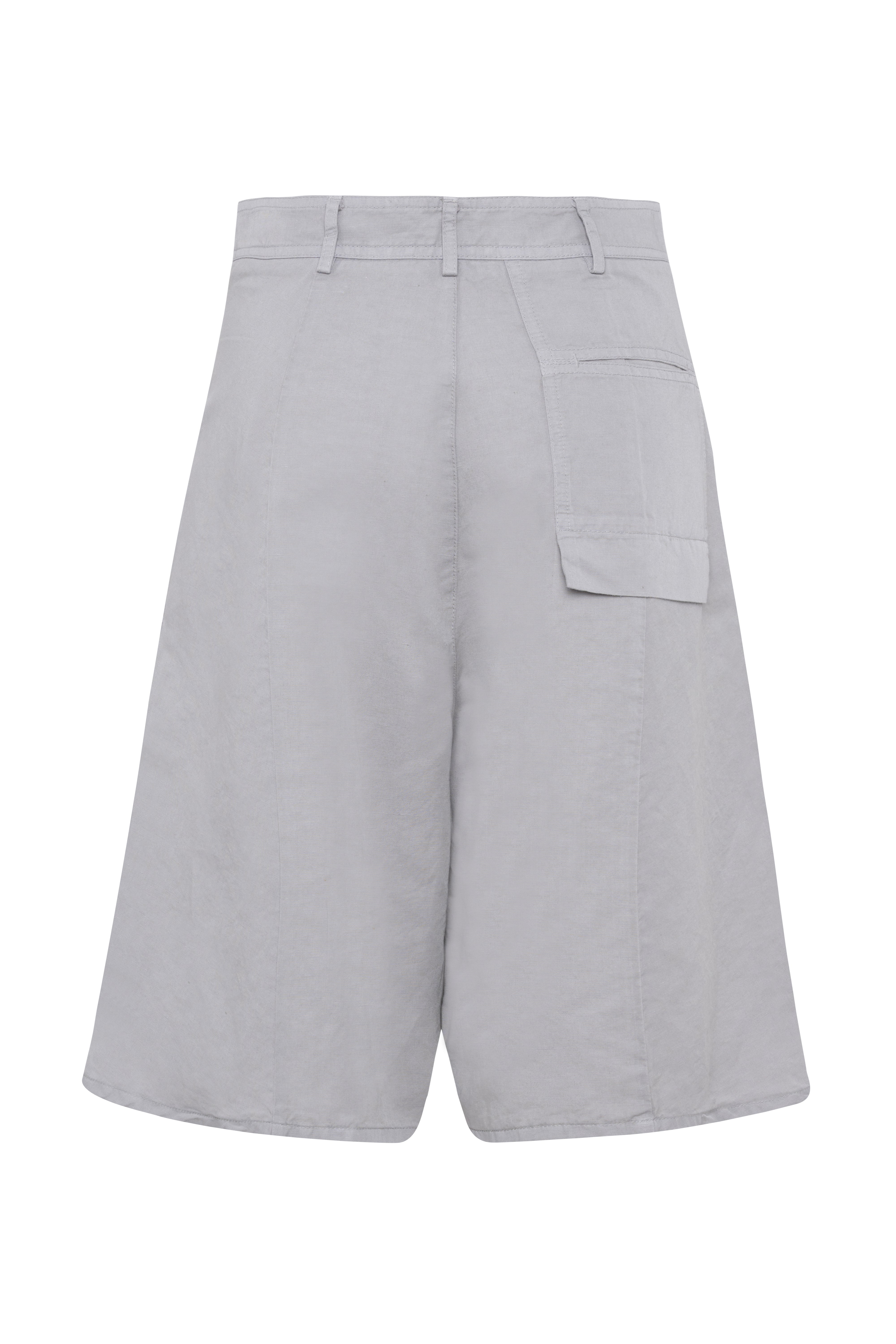 Light Grey Linen-Cotton Bermuda Shorts