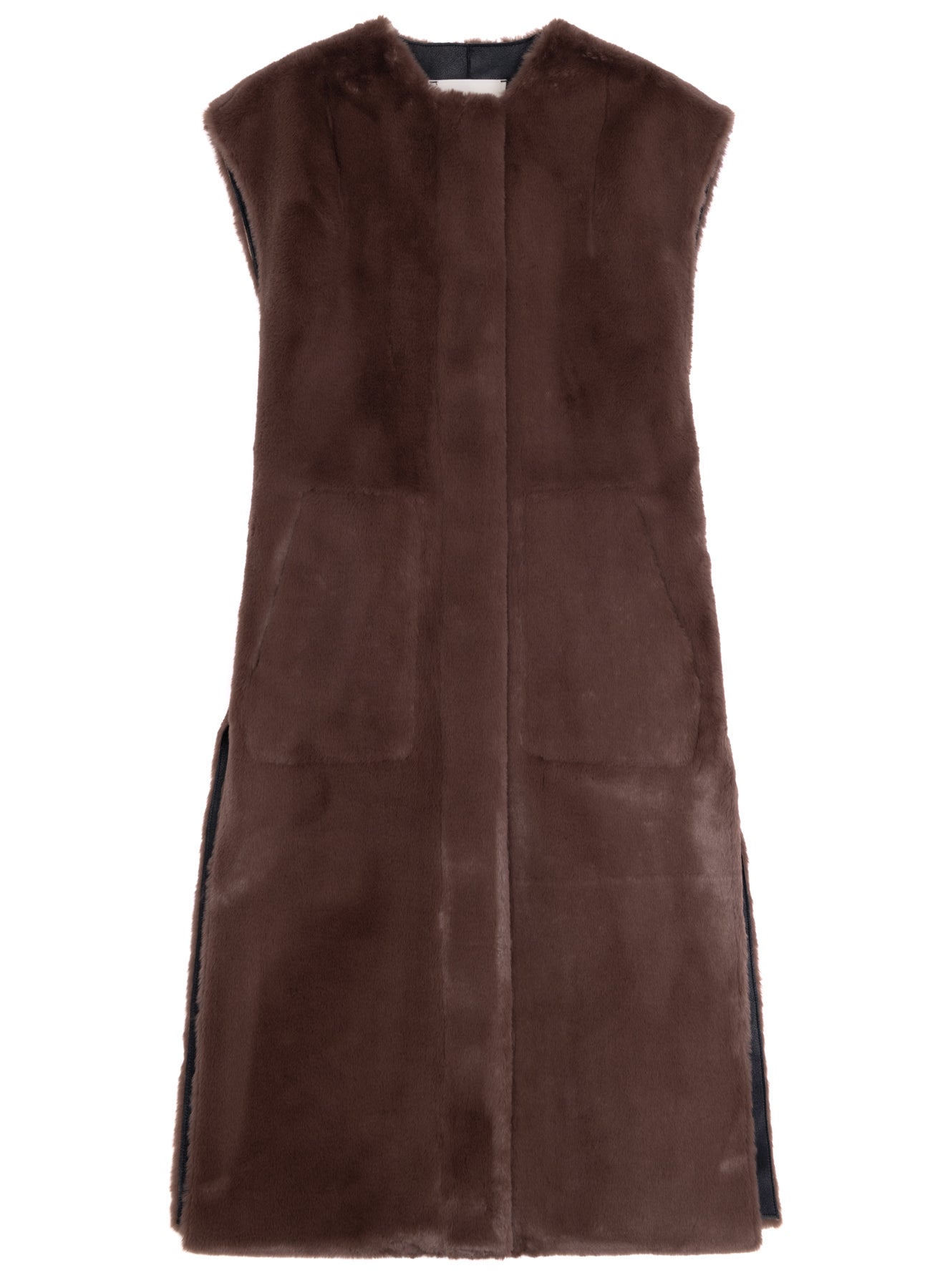 Brown Long Faux Fur Vest