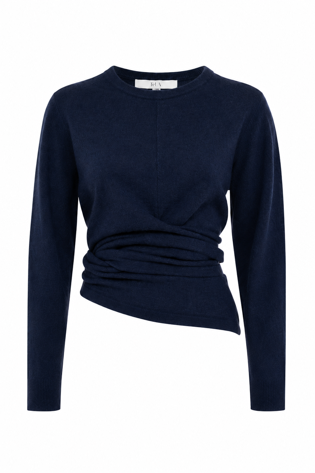 Long-Sleeve Crossover-Front Top With Back Closure In Blue