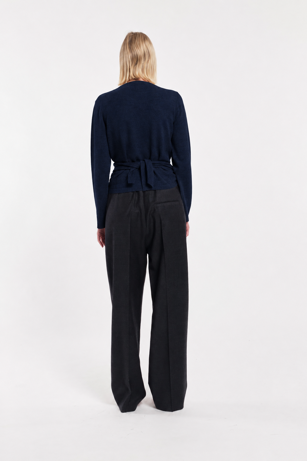 Long-Sleeve Crossover-Front Top With Back Closure In Blue