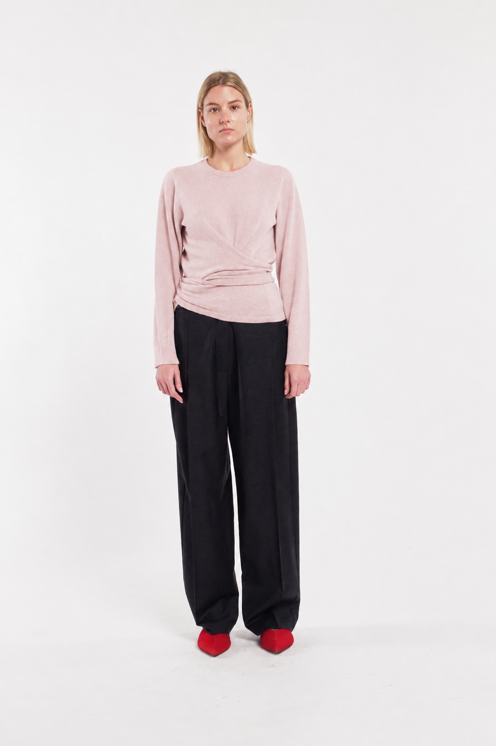 Long-Sleeve Crossover-Front Top With Back Closure In Pink