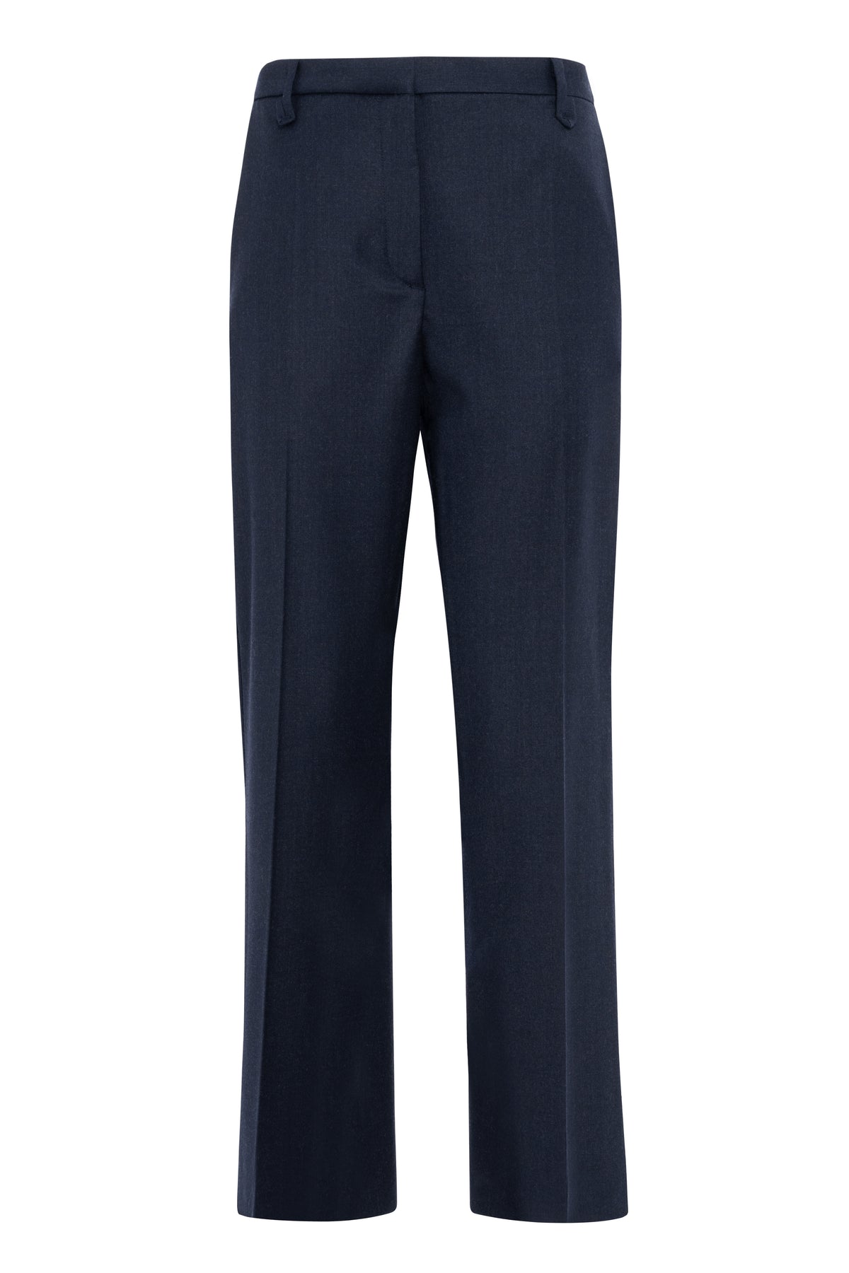 Charcoal Ankle-Length Straight-Leg Flannel Trousers