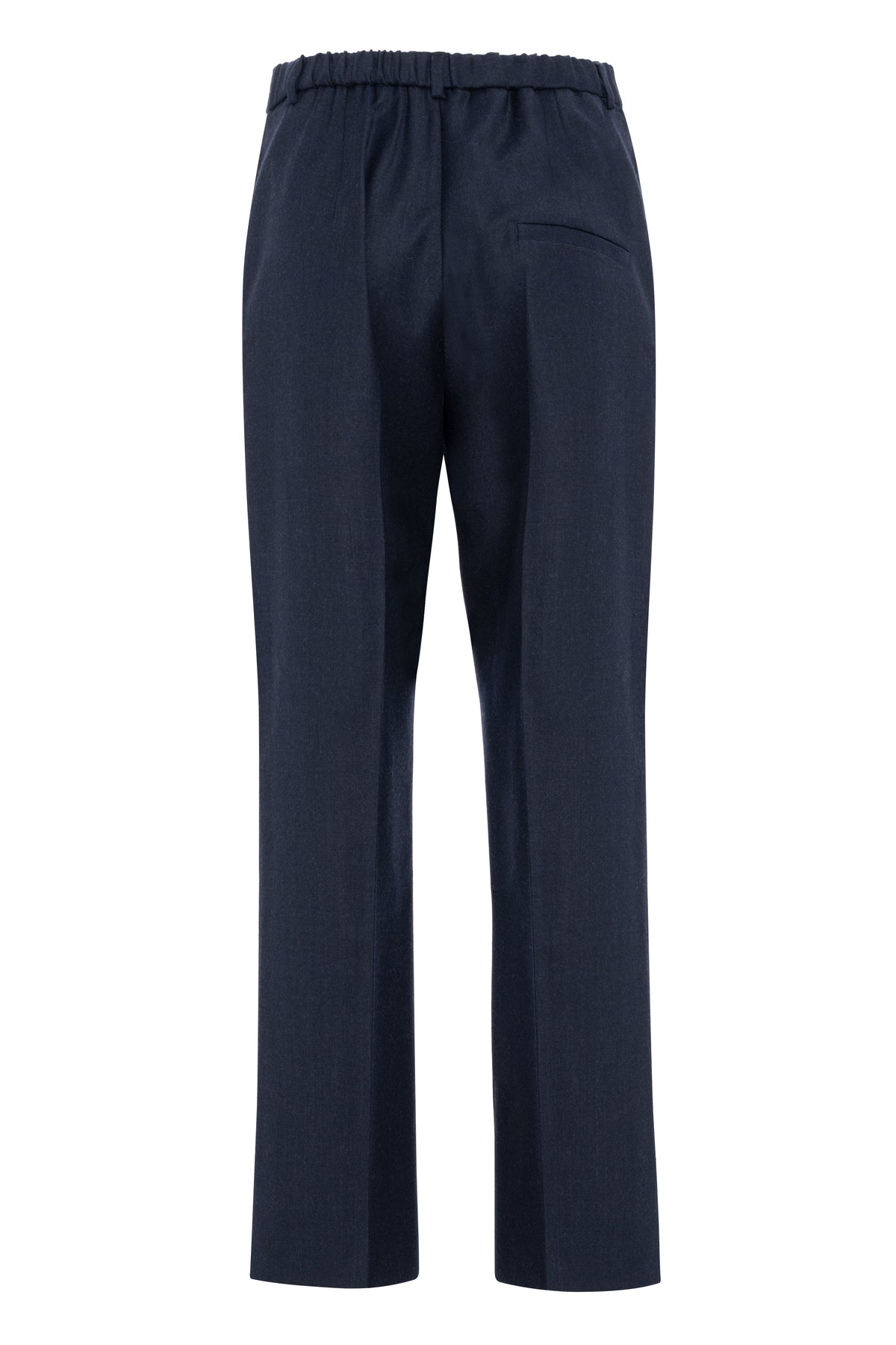 Charcoal Ankle-Length Straight-Leg Flannel Trousers