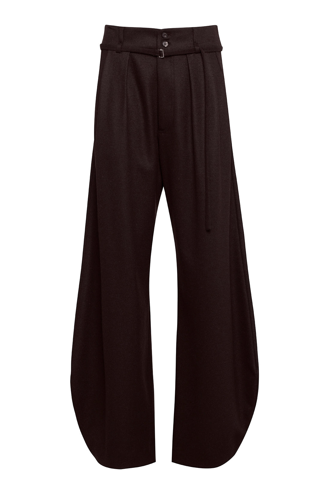 Tailored Barrel-Leg Trousers In Coffee-Toned Flannel