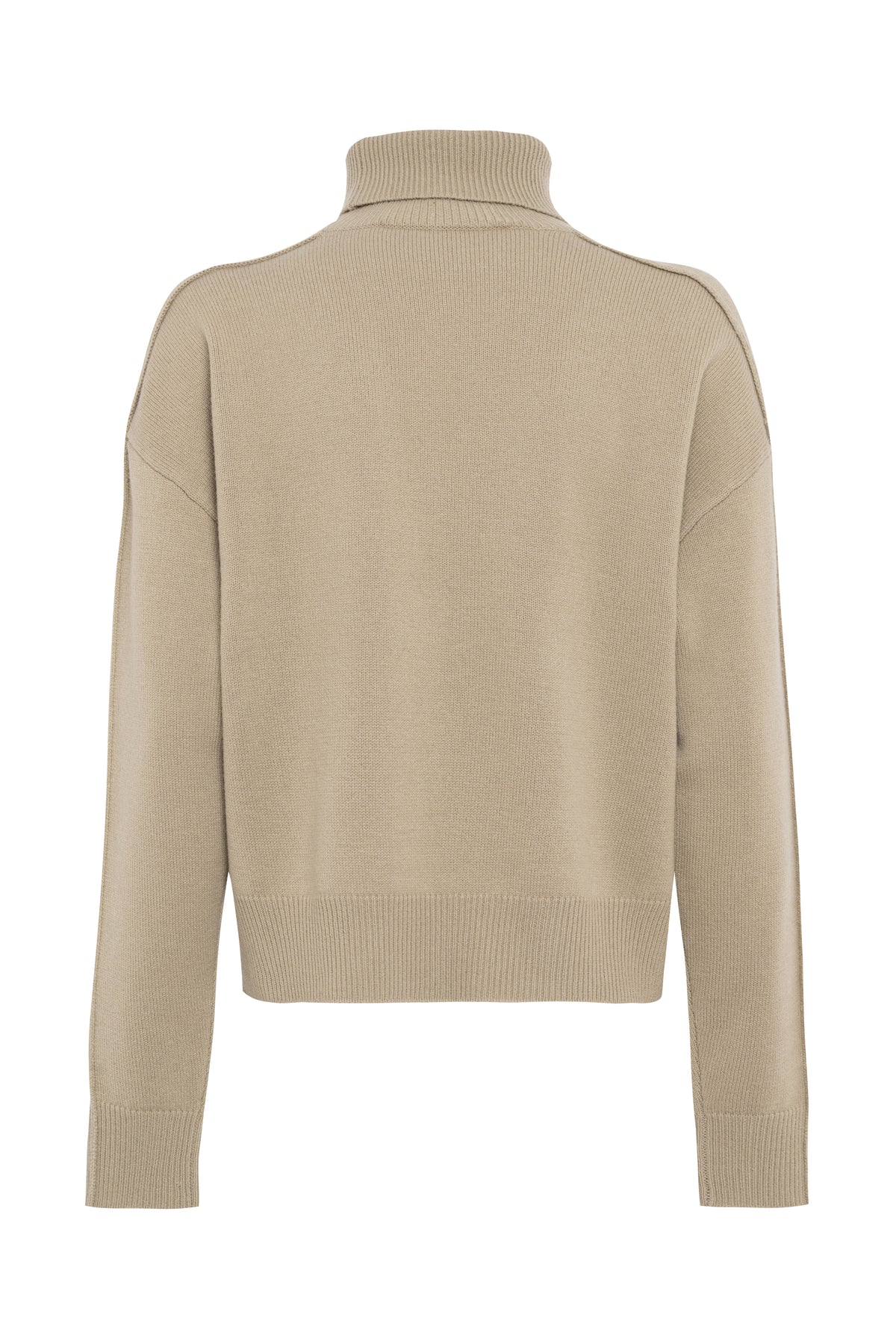 Safari Color Turtleneck Sweater With Textured Seams
