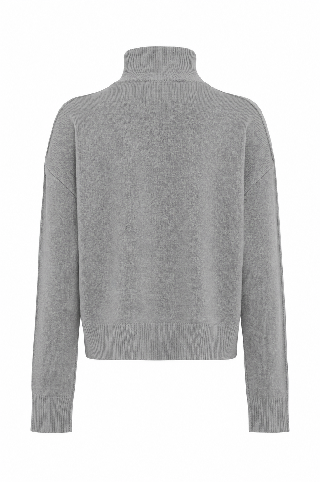 Heather Grey Turtleneck Sweater With Textured Seams