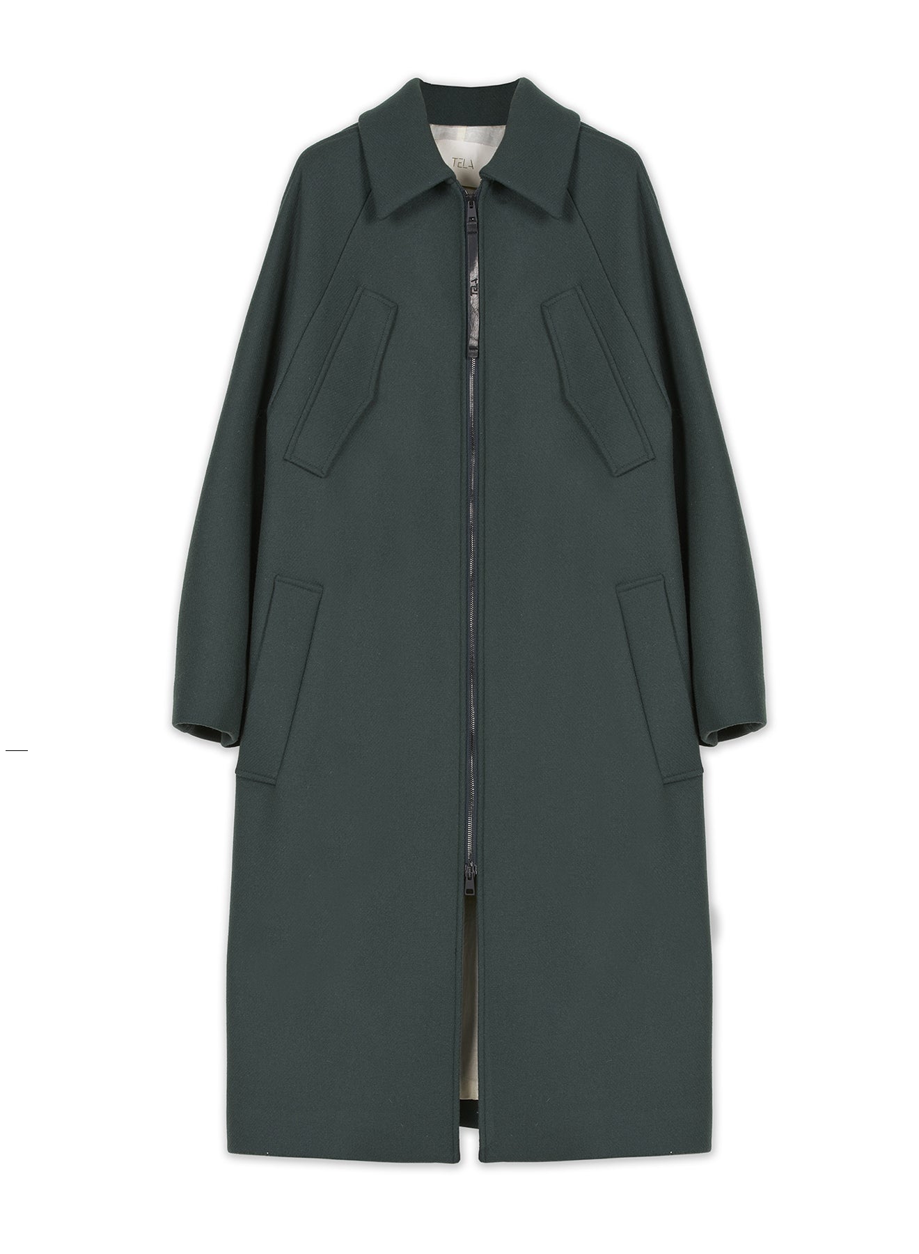 Petrol Green Long Coat With Pockets