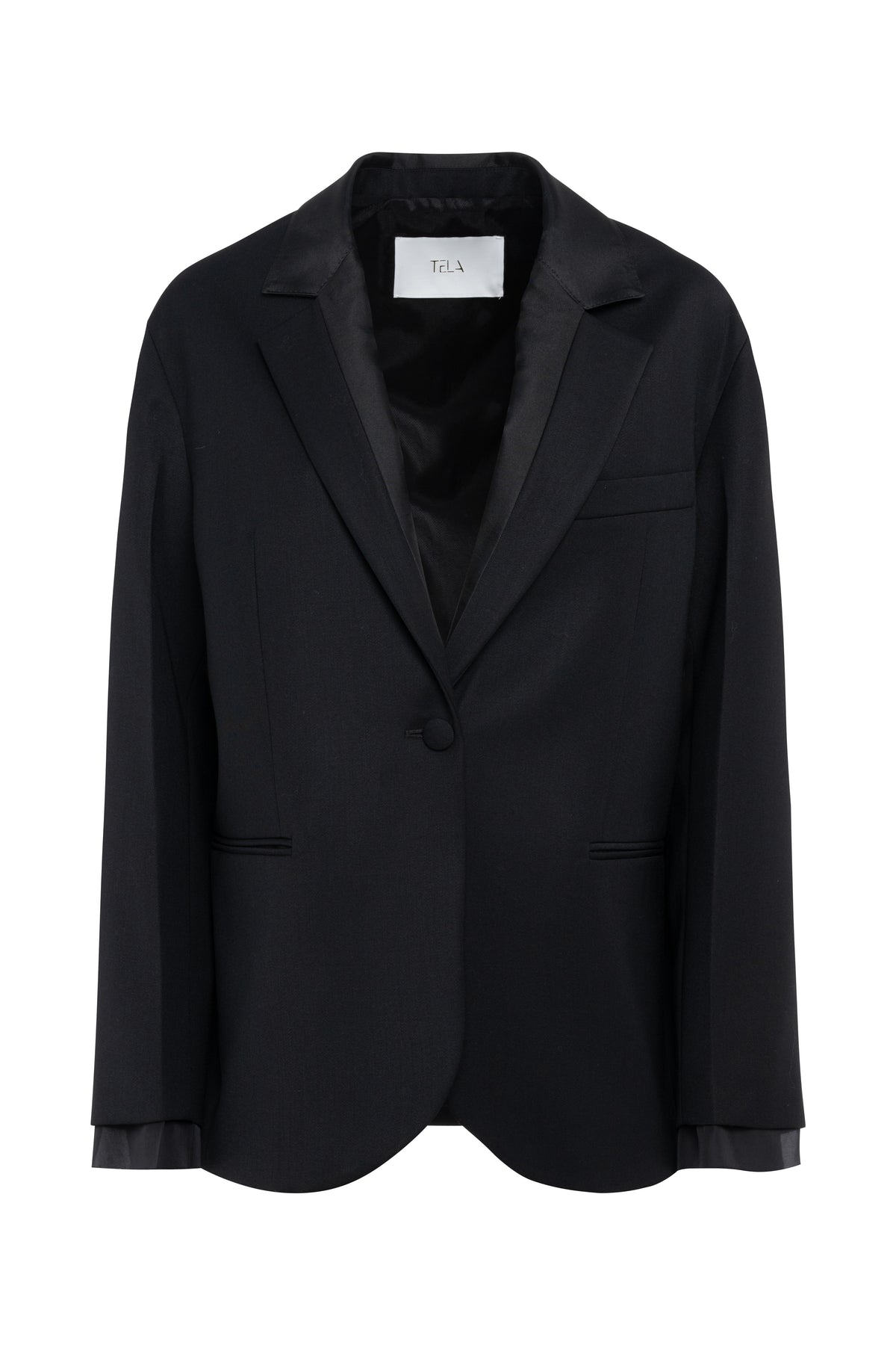 Black Single-Breasted Blazer With Double Underlayer Detail