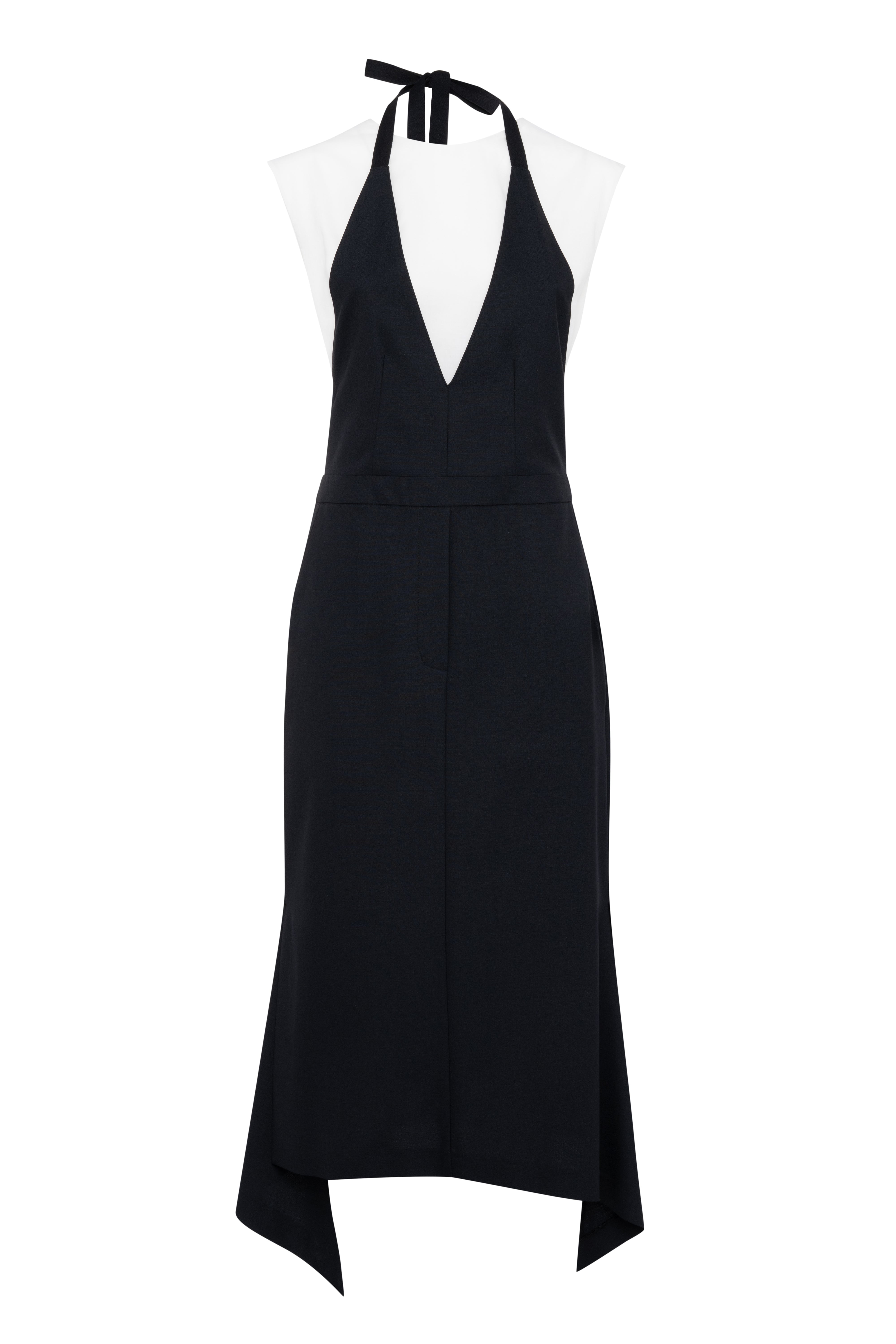 Black Sleeveless Midi Layered Dress With White Top
