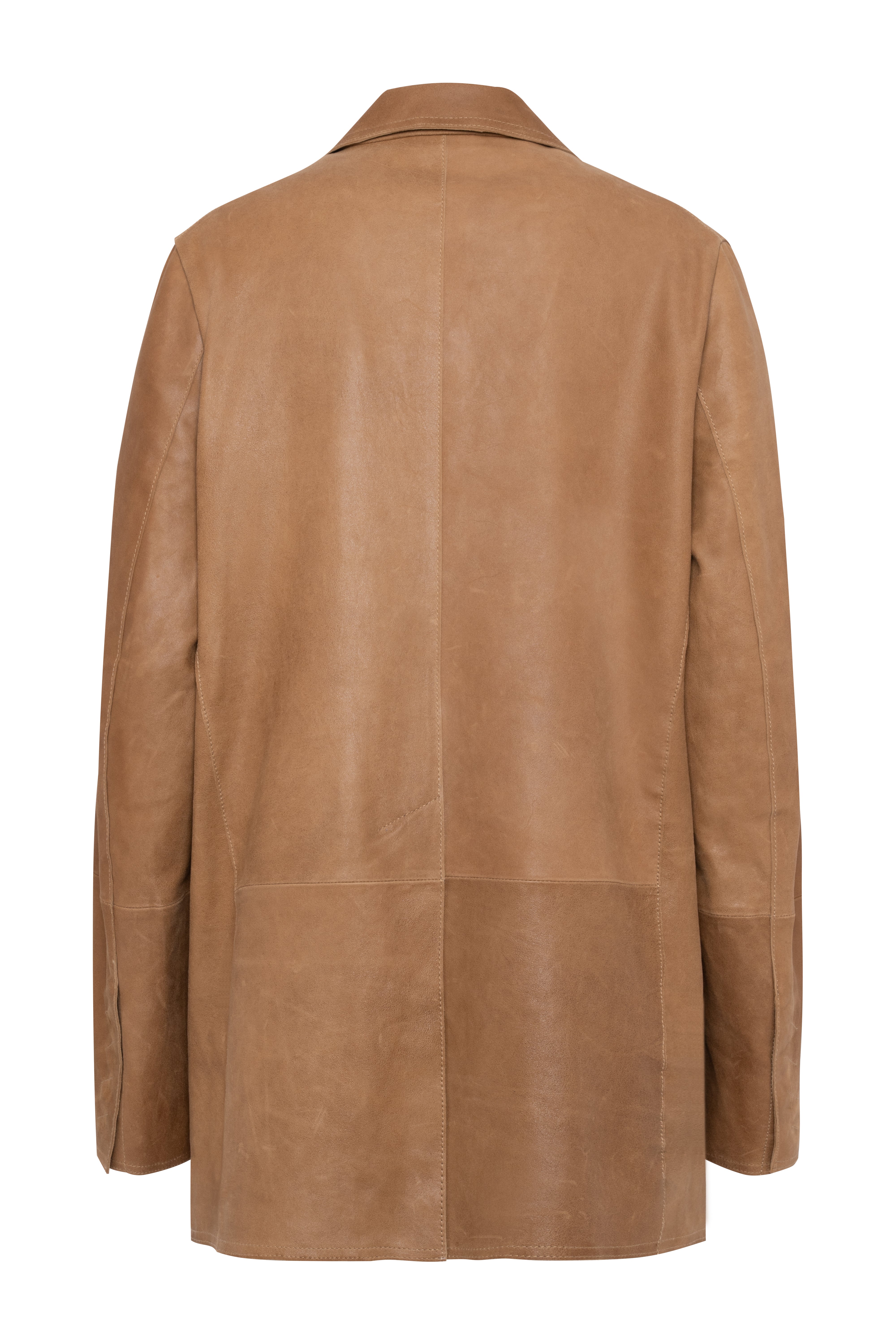 Giacca blazer monopetto in camoscio cerato beige