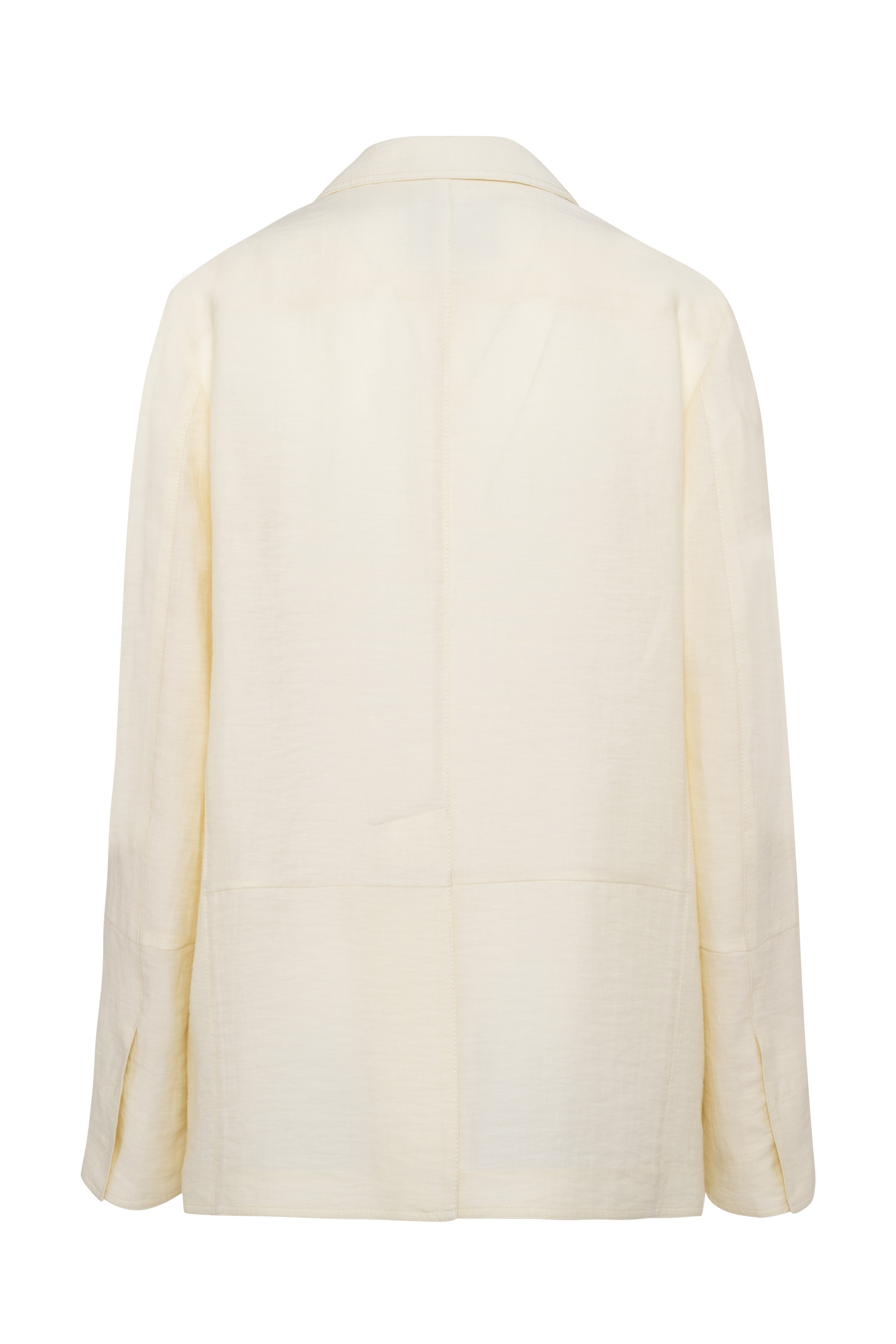 Blazer monopetto colore giallo pastello in lino-viscosa