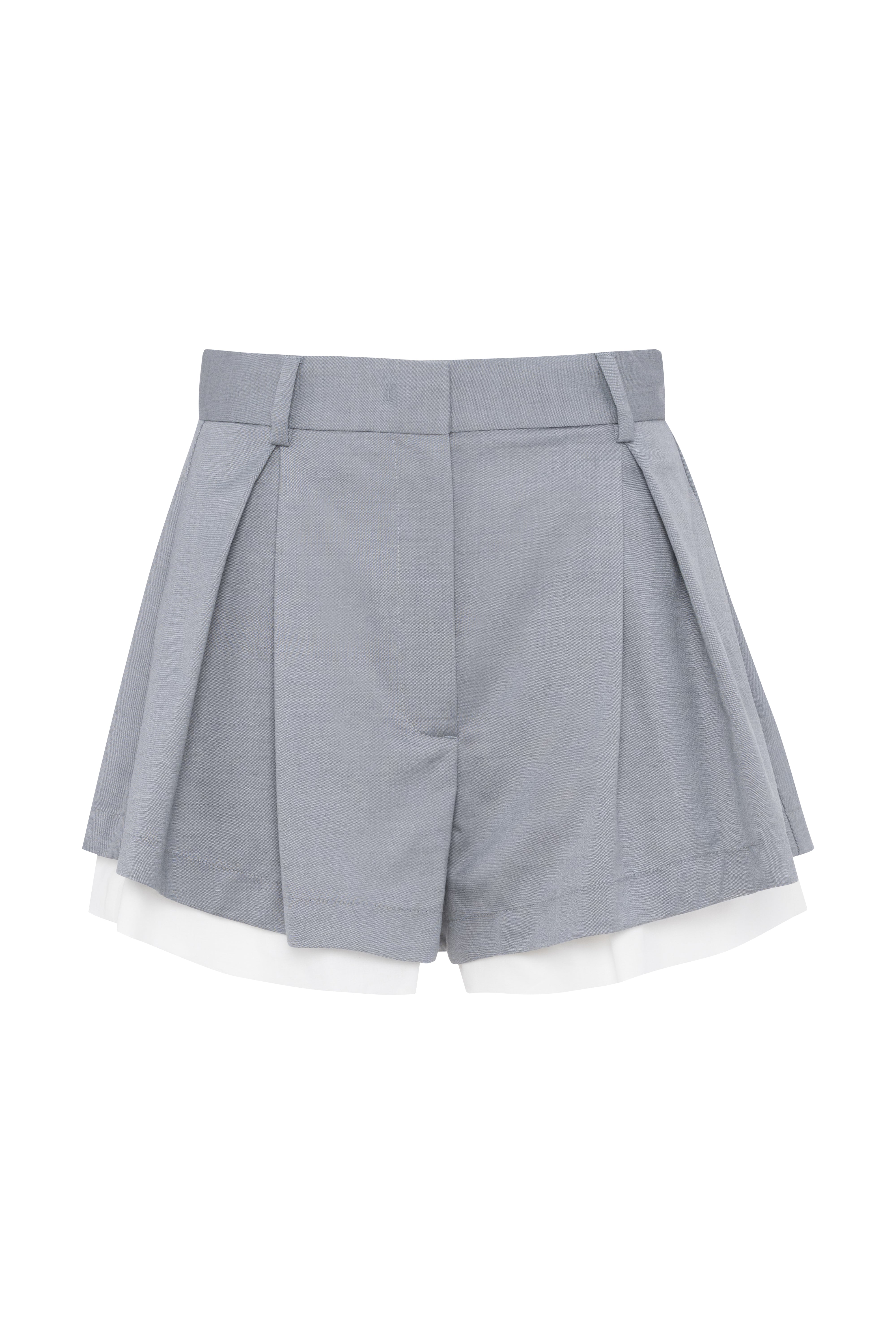 Grey Cool Wool Shorts With White Underlayer