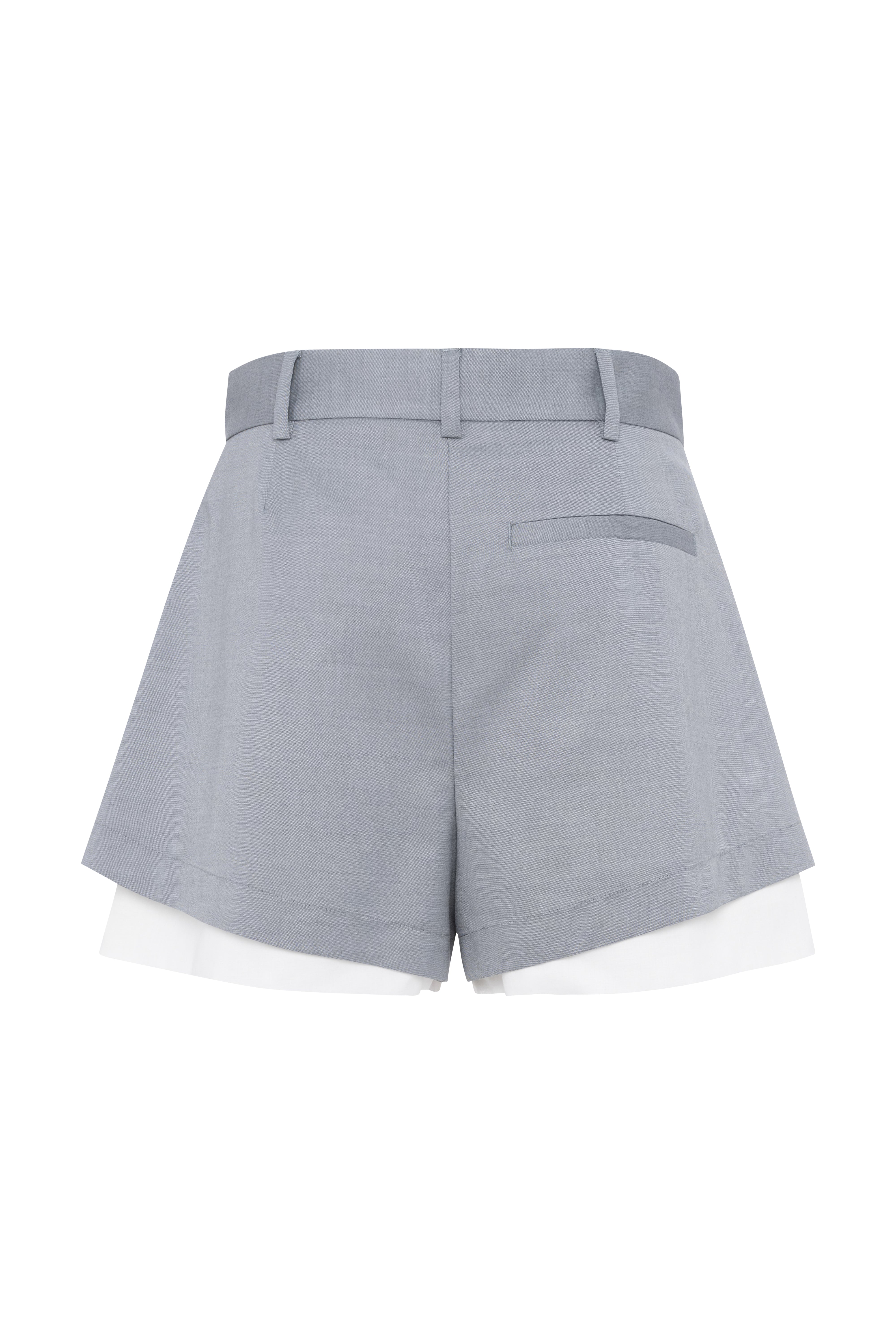 Grey Cool Wool Shorts With White Underlayer