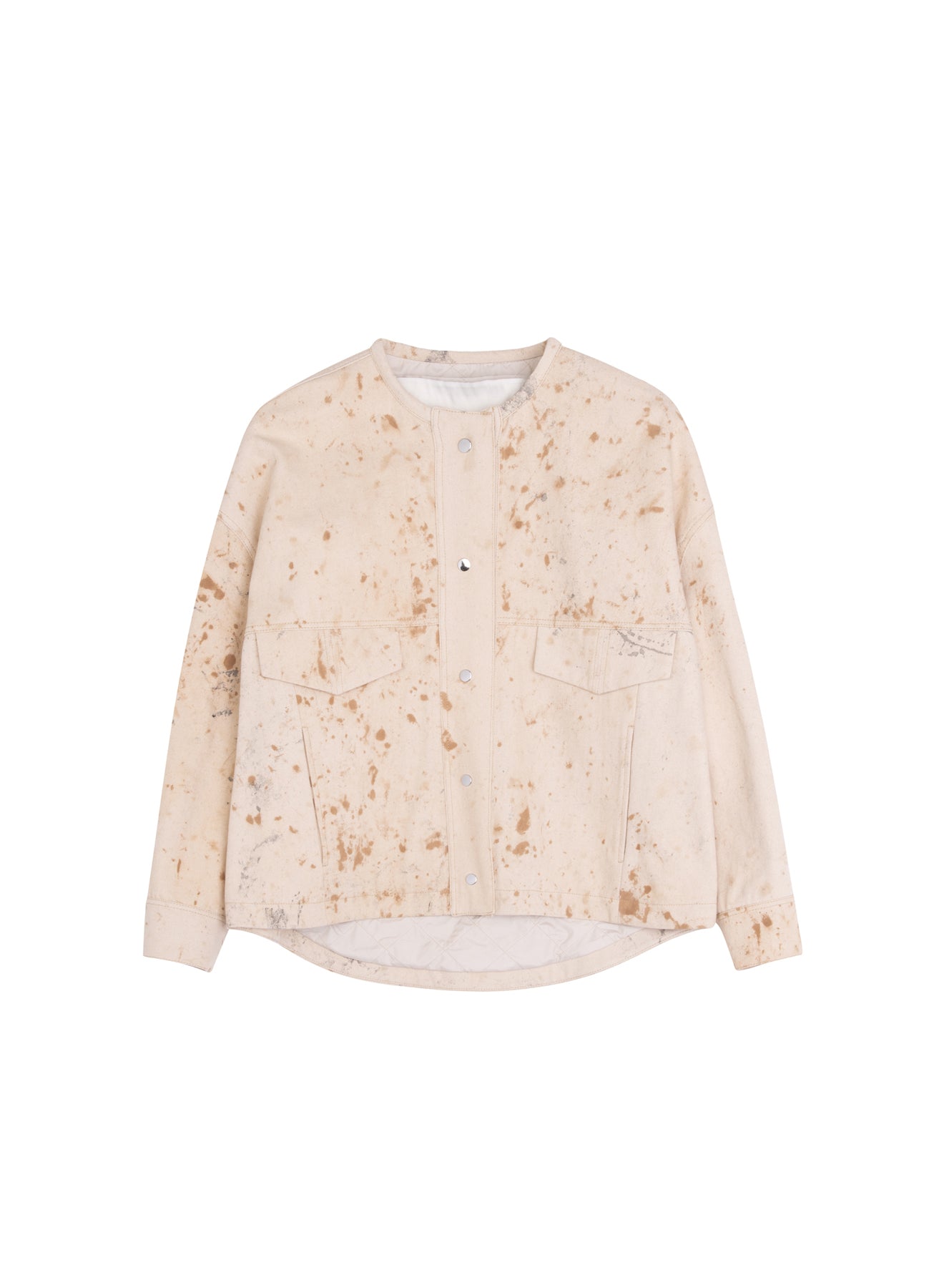 Cream Colored Jacket With Stain-Effect Detail