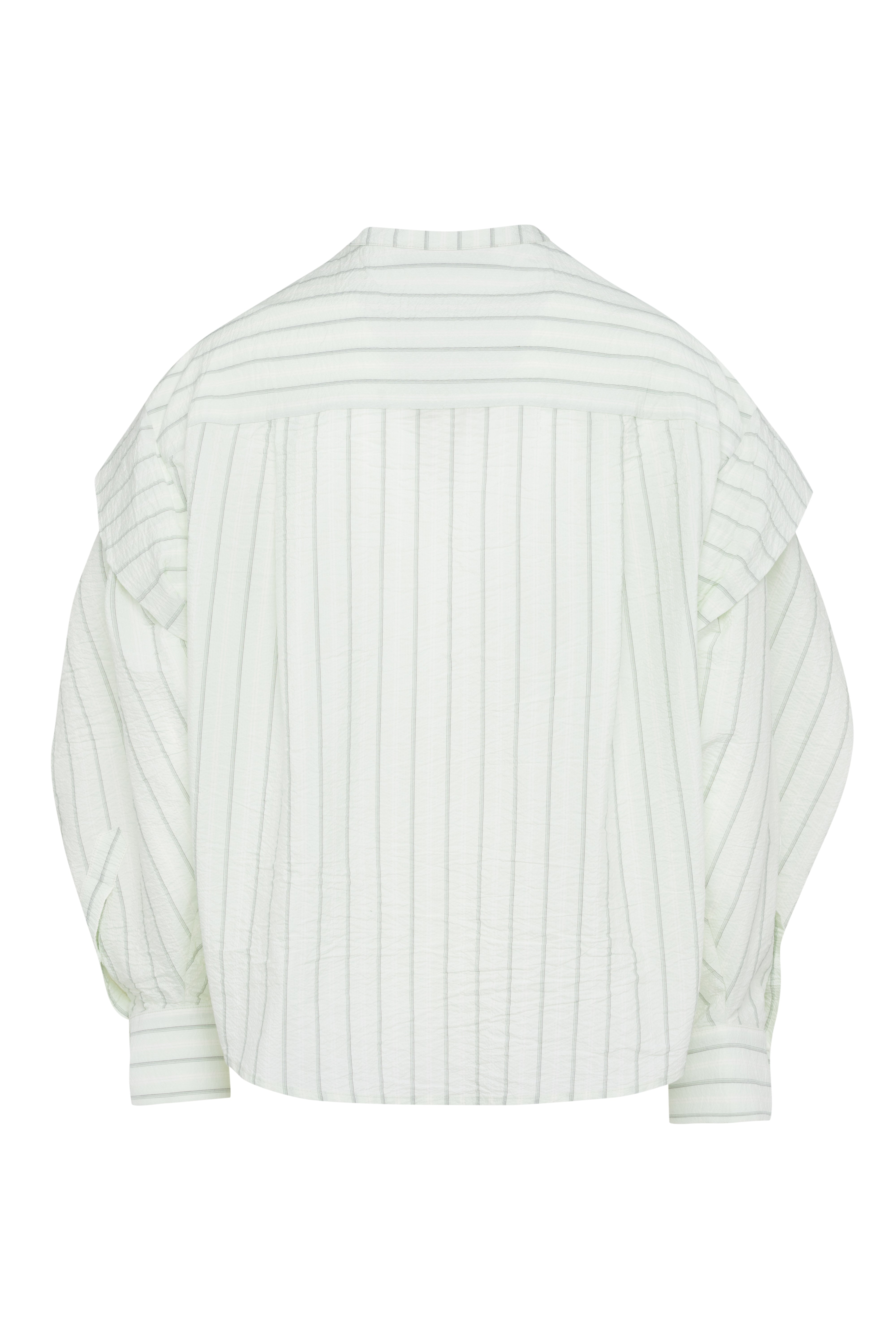 Layered Stripe Blouse with Sculptural Sleeves